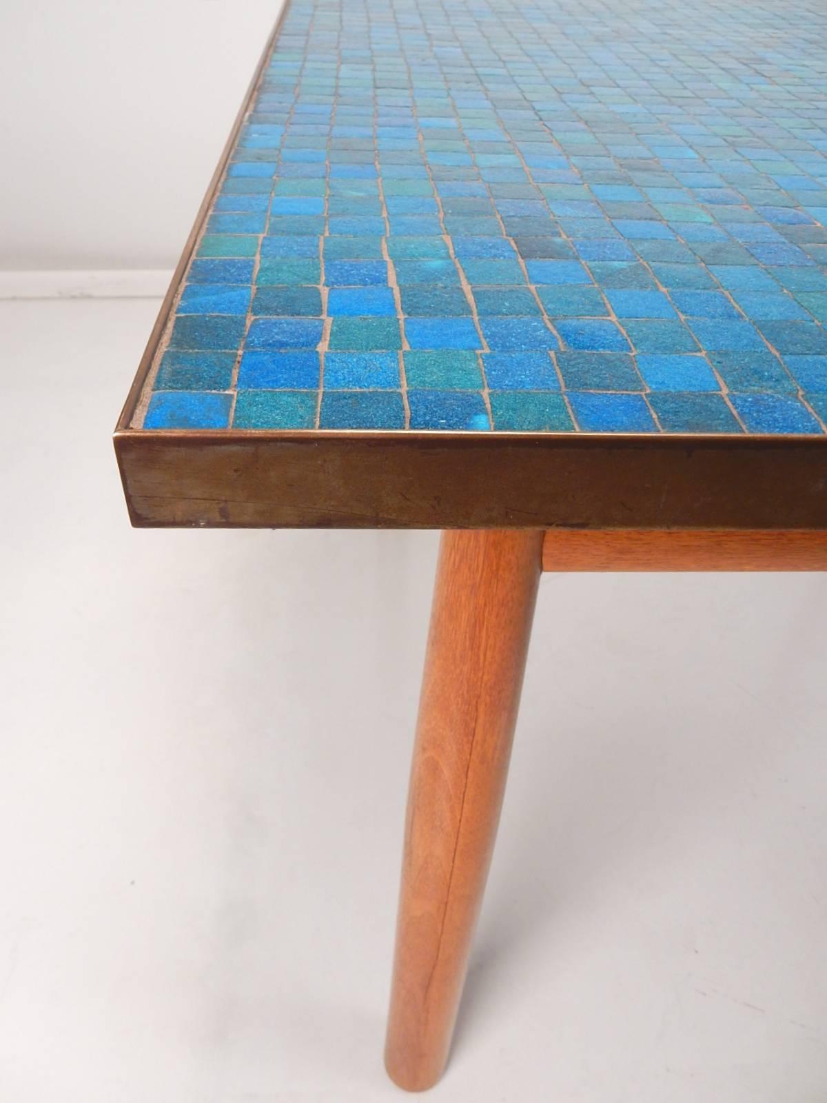 Mid-Century Modern Edward Wormley for Dunbar Mosaic Art Glass Tile-Top with Dining Table