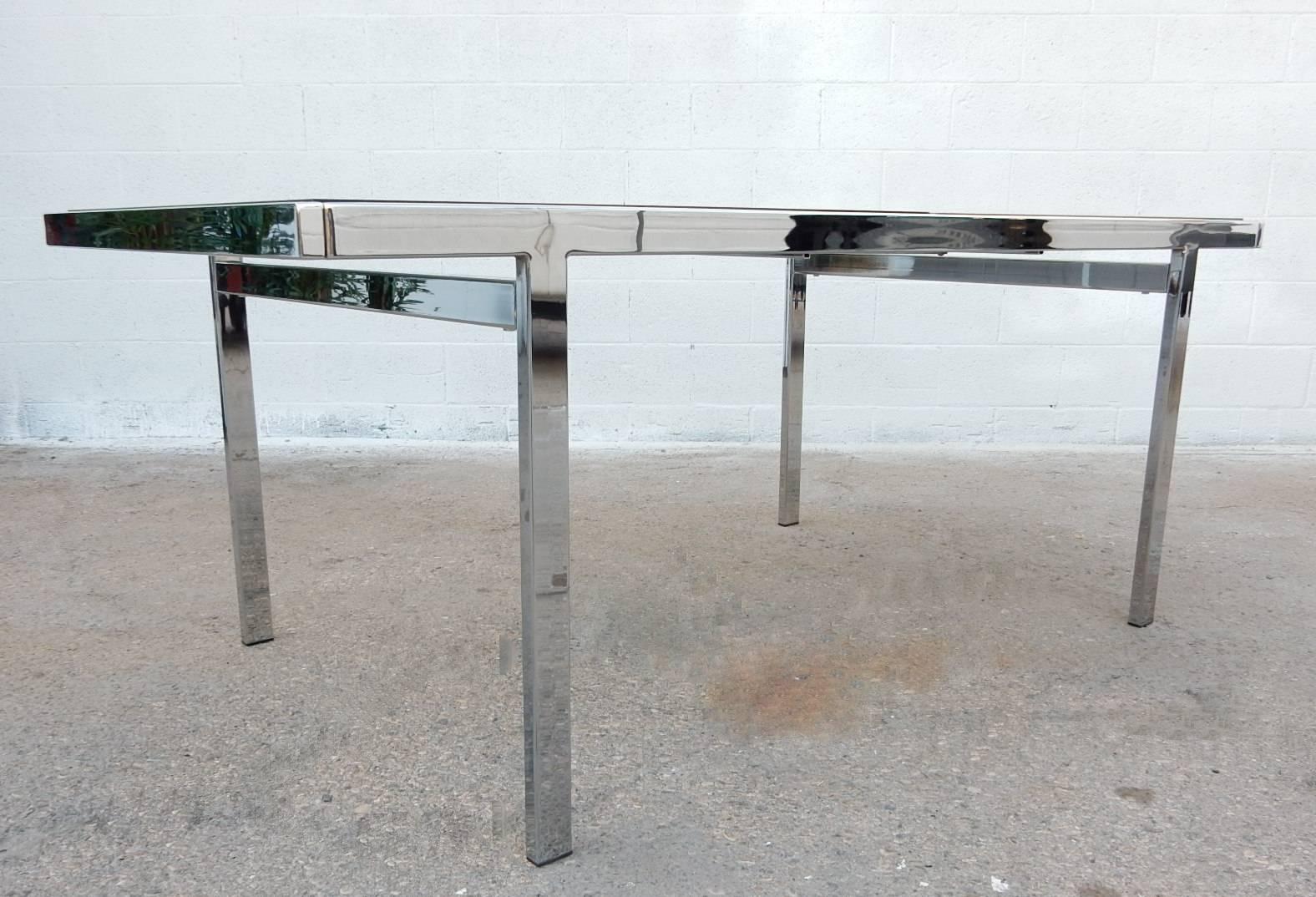 Mid-Century Modern 1970s Pierre Cardin Chrome Dining Table with Eight Chairs