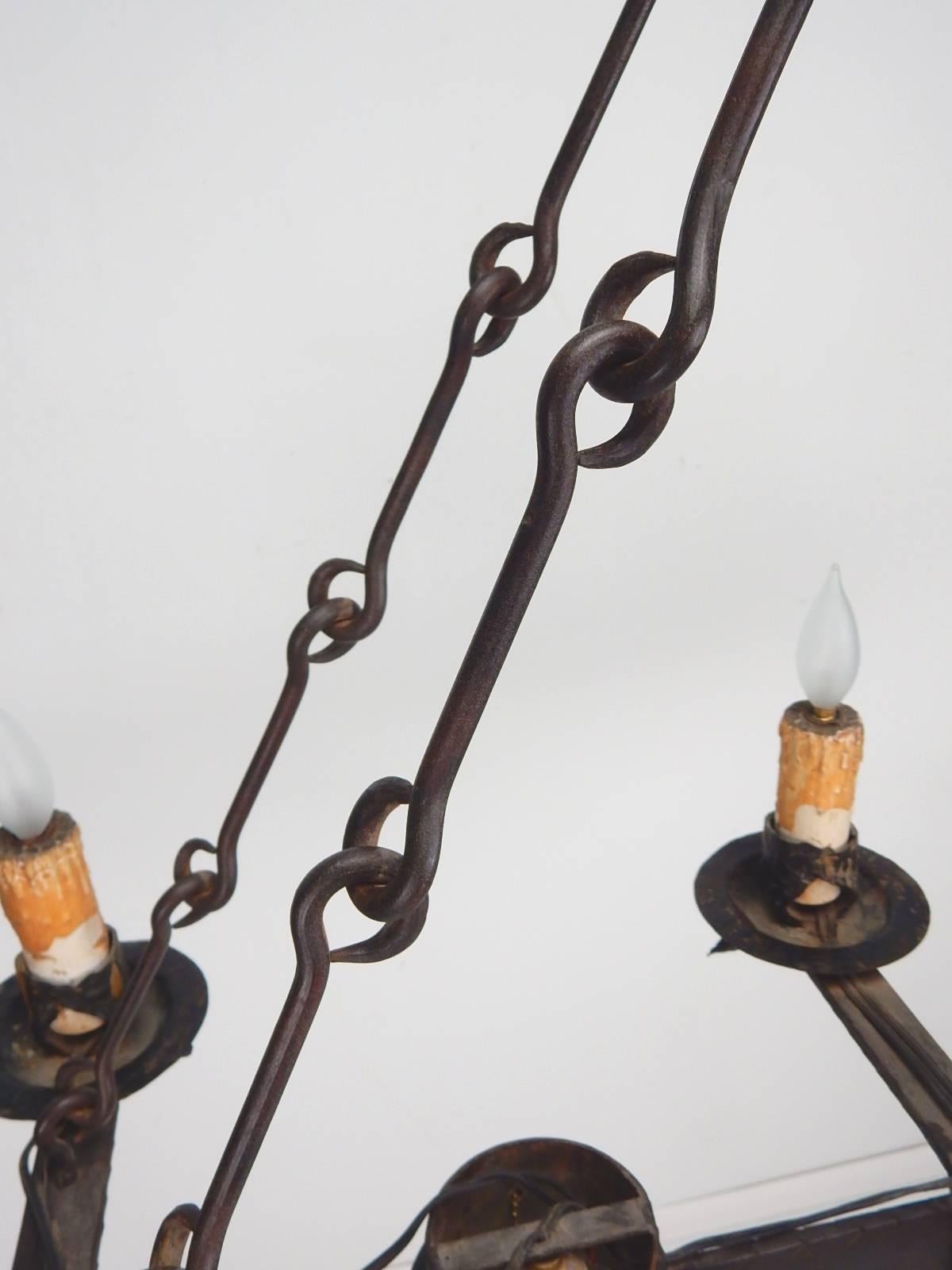 Gothic Medieval Wrought Iron Dragon Crémaillère Chandelier 1