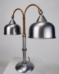 1930s Streamline Machine Age Faries Lamp Co. Steel and Brass Desk Lamp