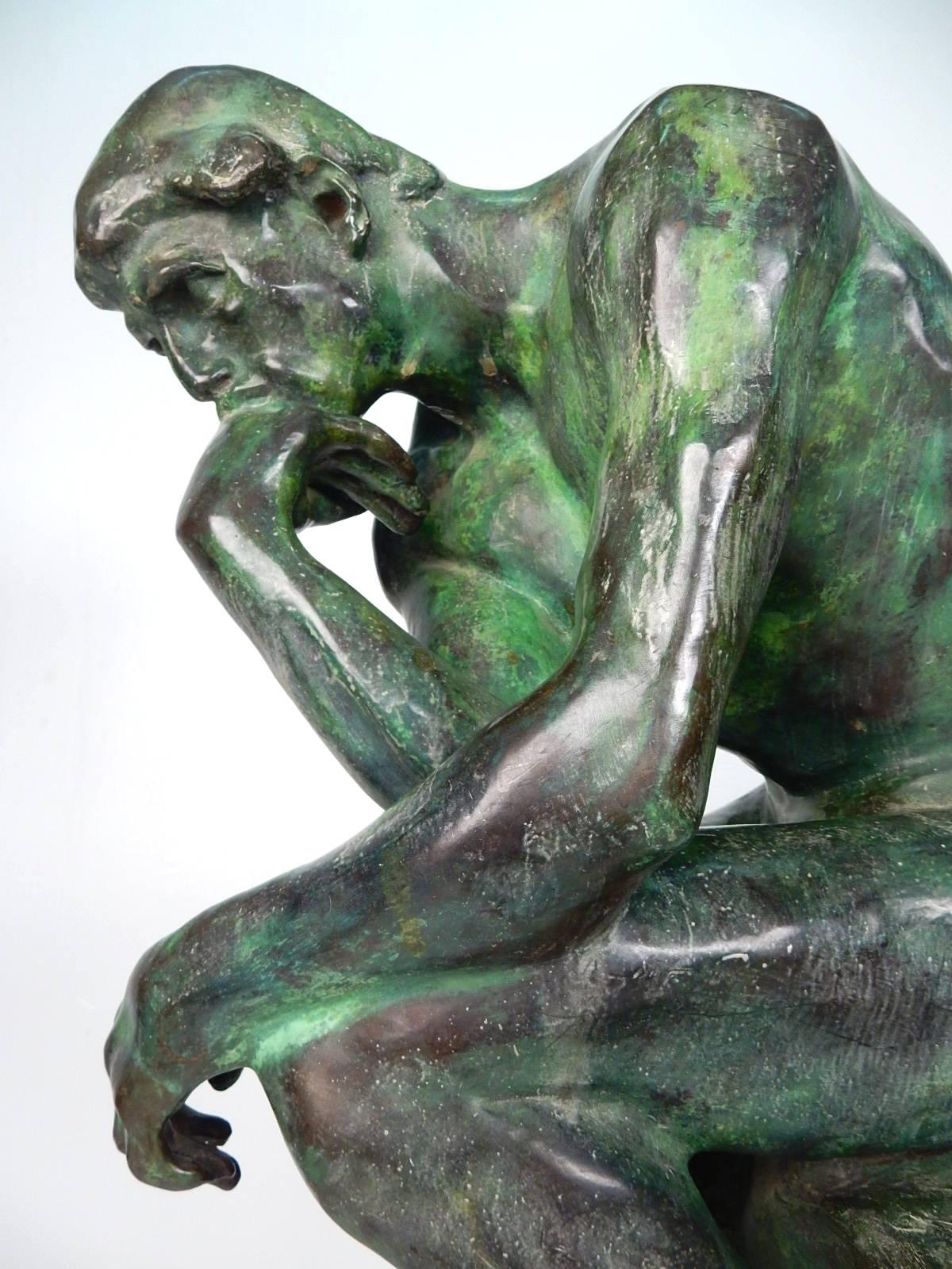 Antique Auguste Rodin verdigris bronze sculpture ‘The Thinker’
Large heavy(80 lbs +) bronze standing just over 30 inch tall.
Signed in the cast as pictured.
From the collection of the Nevada History Museum.