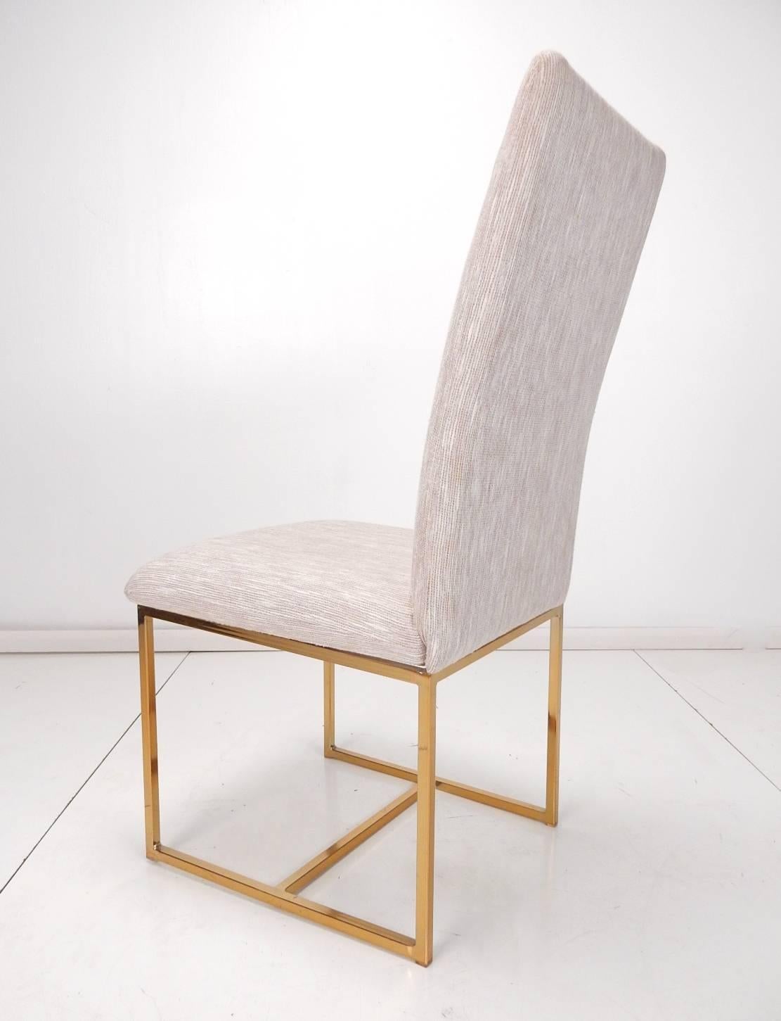 Architectural Brass Dining Chairs in the Style of Milo Baughman, Set of Six In Good Condition In Las Vegas, NV