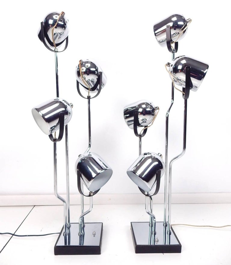 1970s Chrome Multi Adjustable Spotlight Table Lamps by Clover Lamp Co