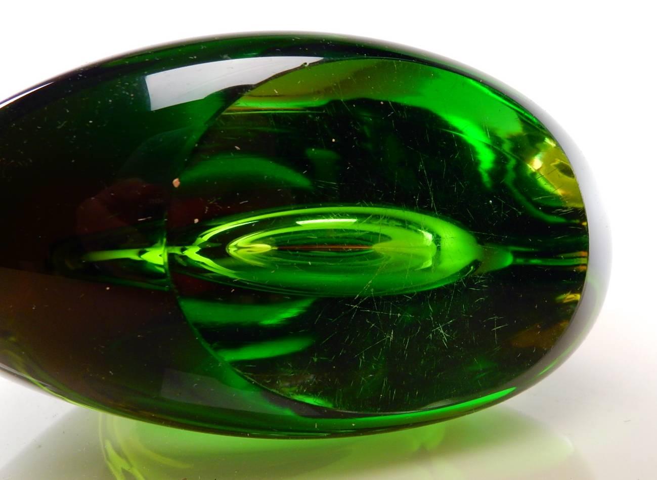 Italian Flavio Poli Sommerso Art Glass Vase in Emerald Green 1