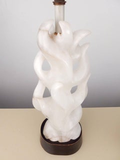 1940s Maurizio Tempestini Design Alabaster Flame Sculpture Lamps, Pair