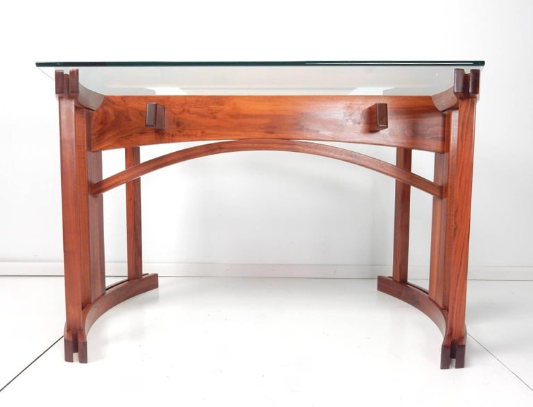 Midcentury Custom Sculpted Art Desk and Chair by Woodworker Randy Bader