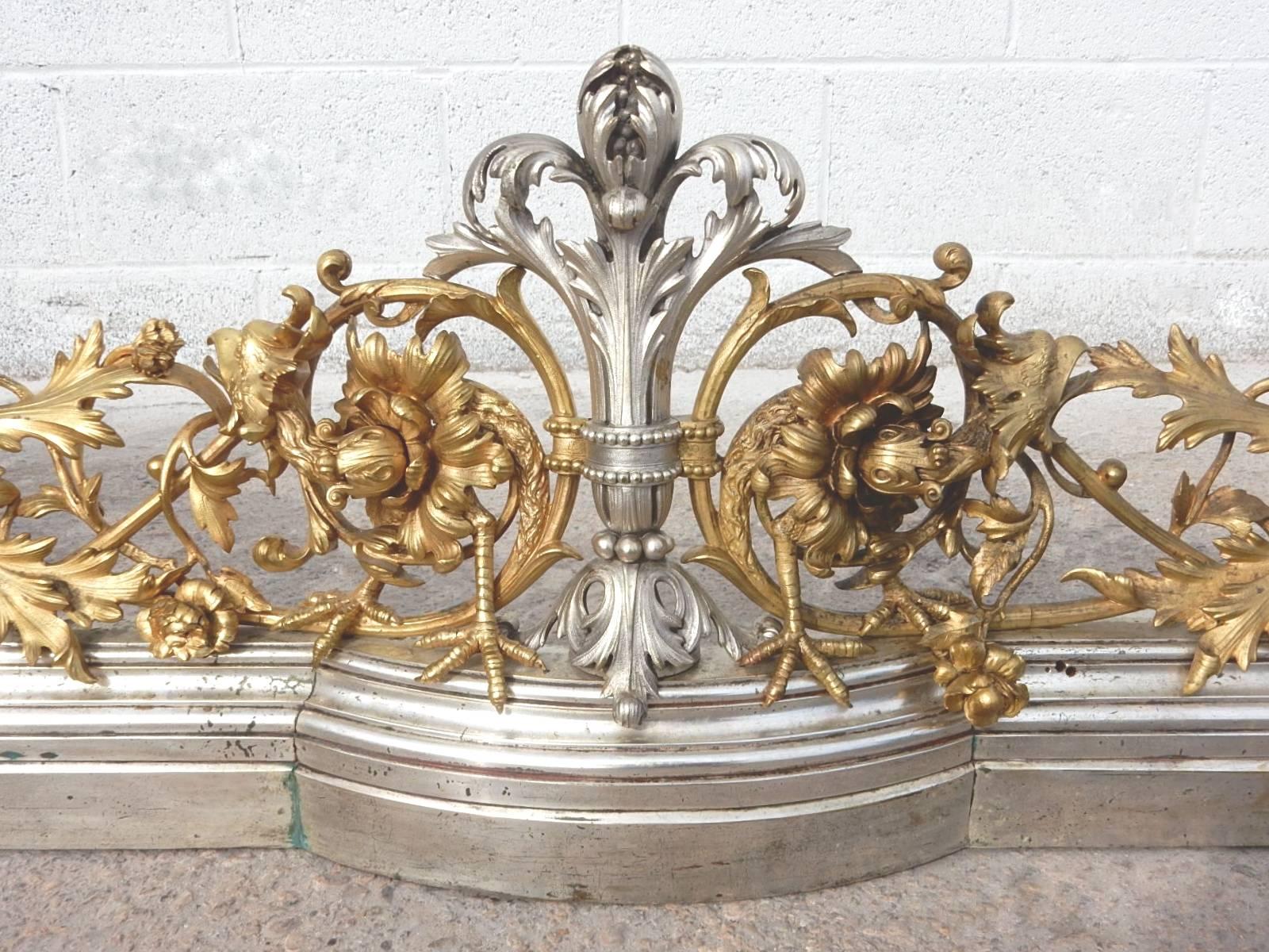 Baroque 19th Century Italian Gilded Bronze Fireplace Fender by Giuseppe Speluzzi Milano