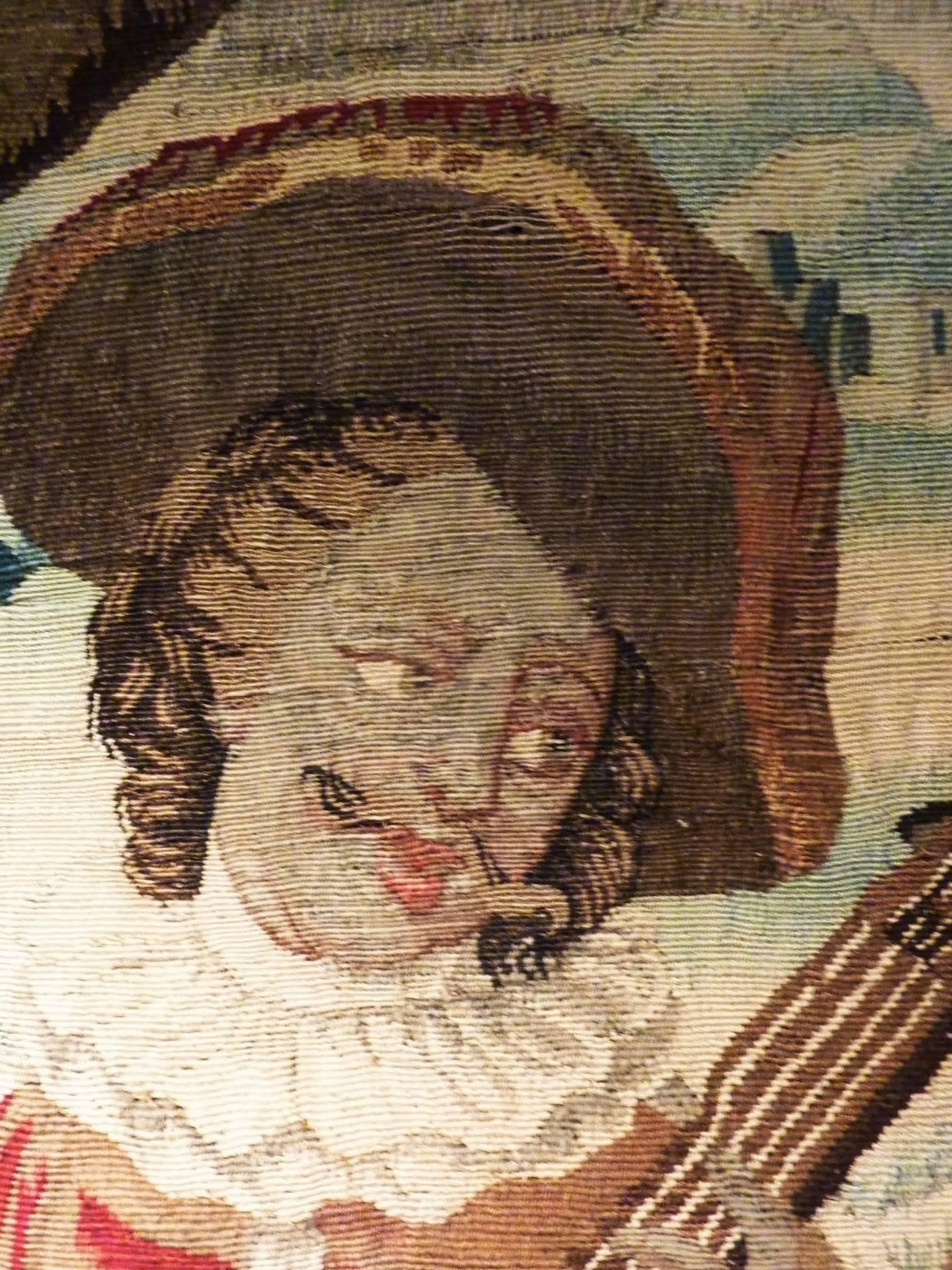 Aubusson Musicien French Tapestry 18th Century For Sale