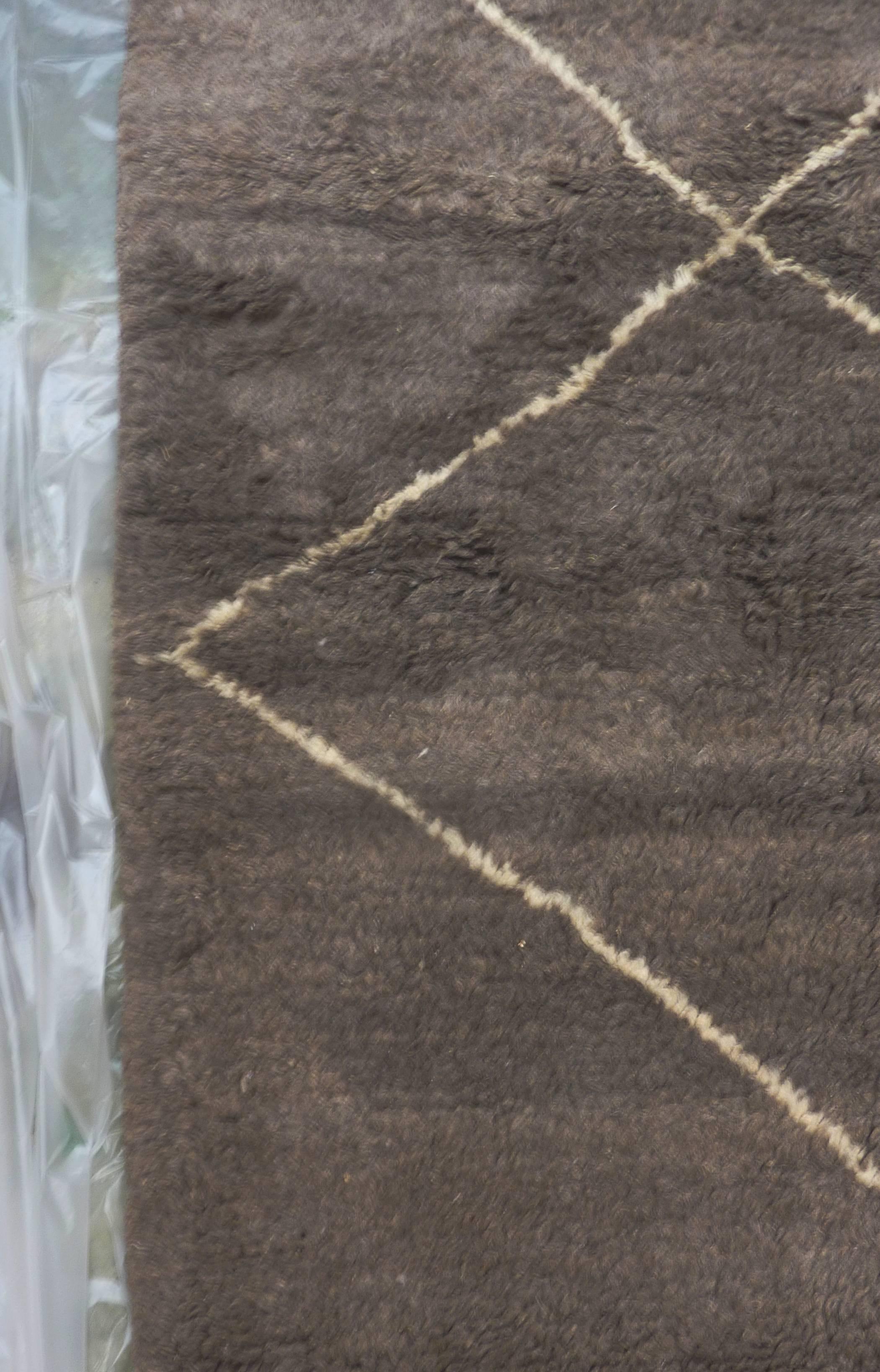 Contemporary Soft Taupe Grey Beni Ourain Carpet