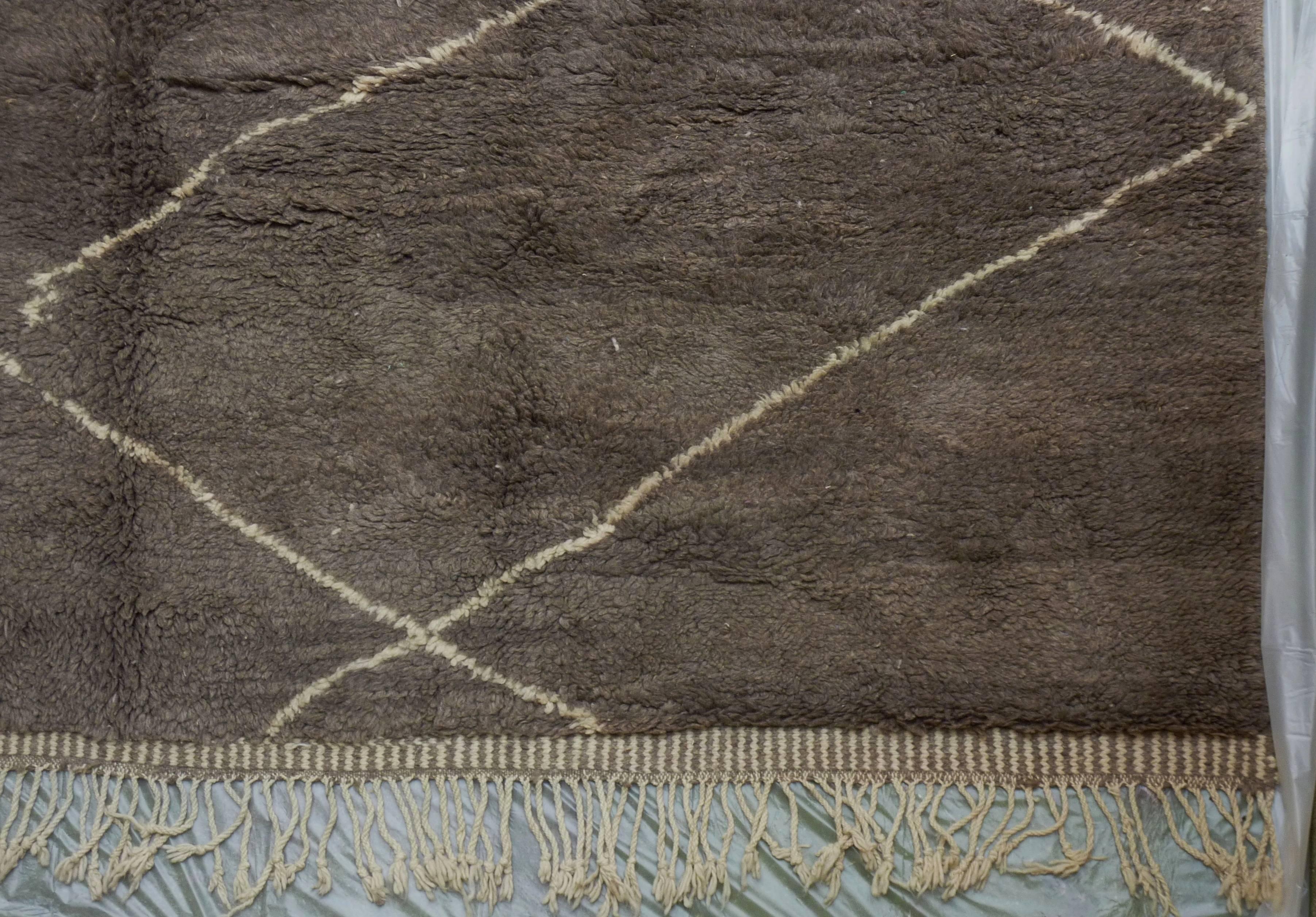 Hand-Knotted Soft Taupe Grey Beni Ourain Carpet