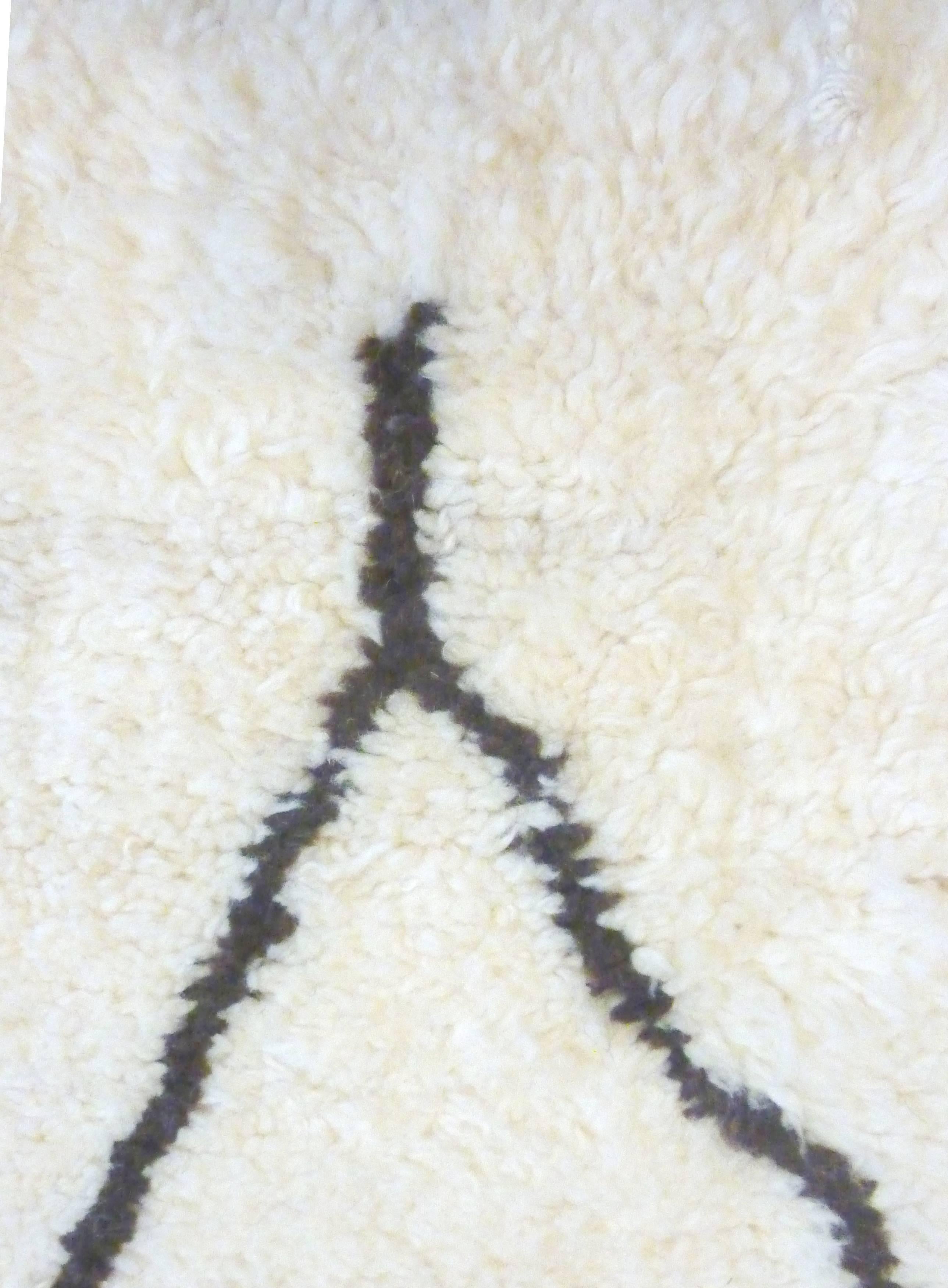 Contemporary Large Ivory Beni Ouarain Carpet