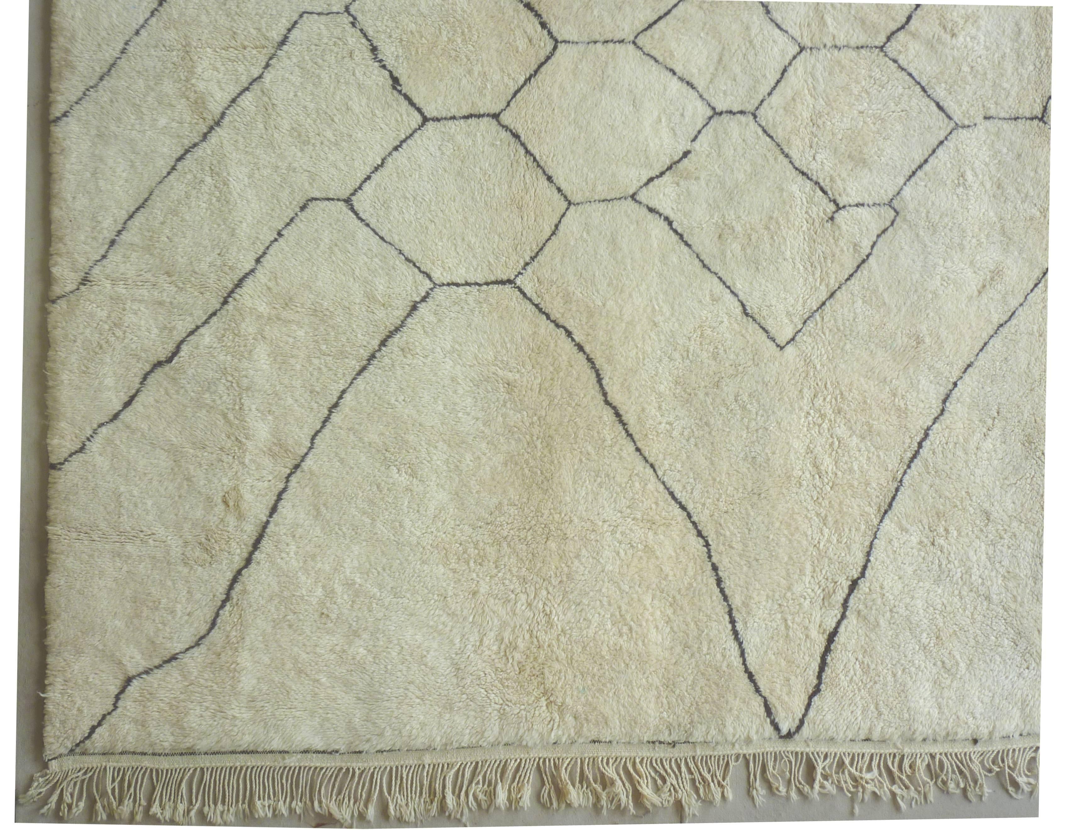 Moroccan Large Soft Ivory Square Beni Ouarain Carpet