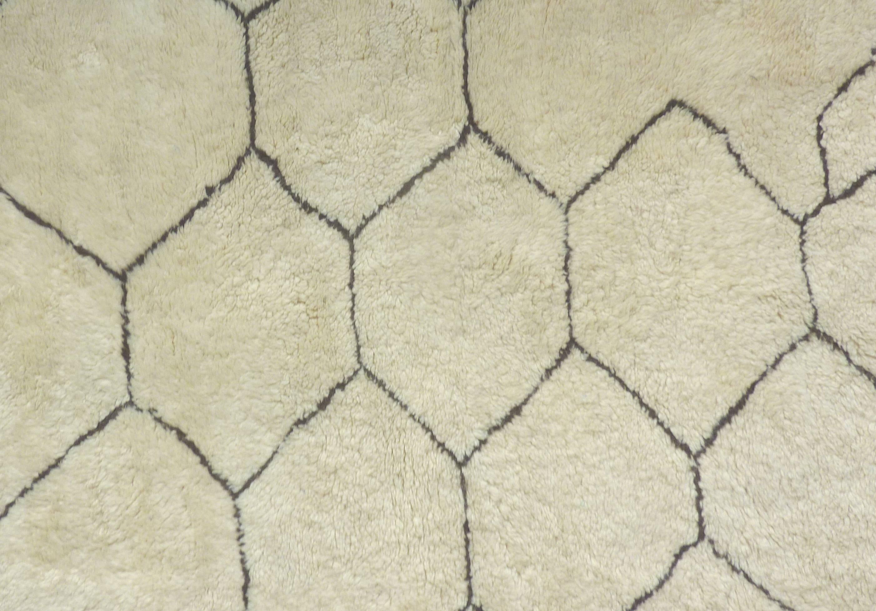 Contemporary Large Soft Ivory Square Beni Ouarain Carpet