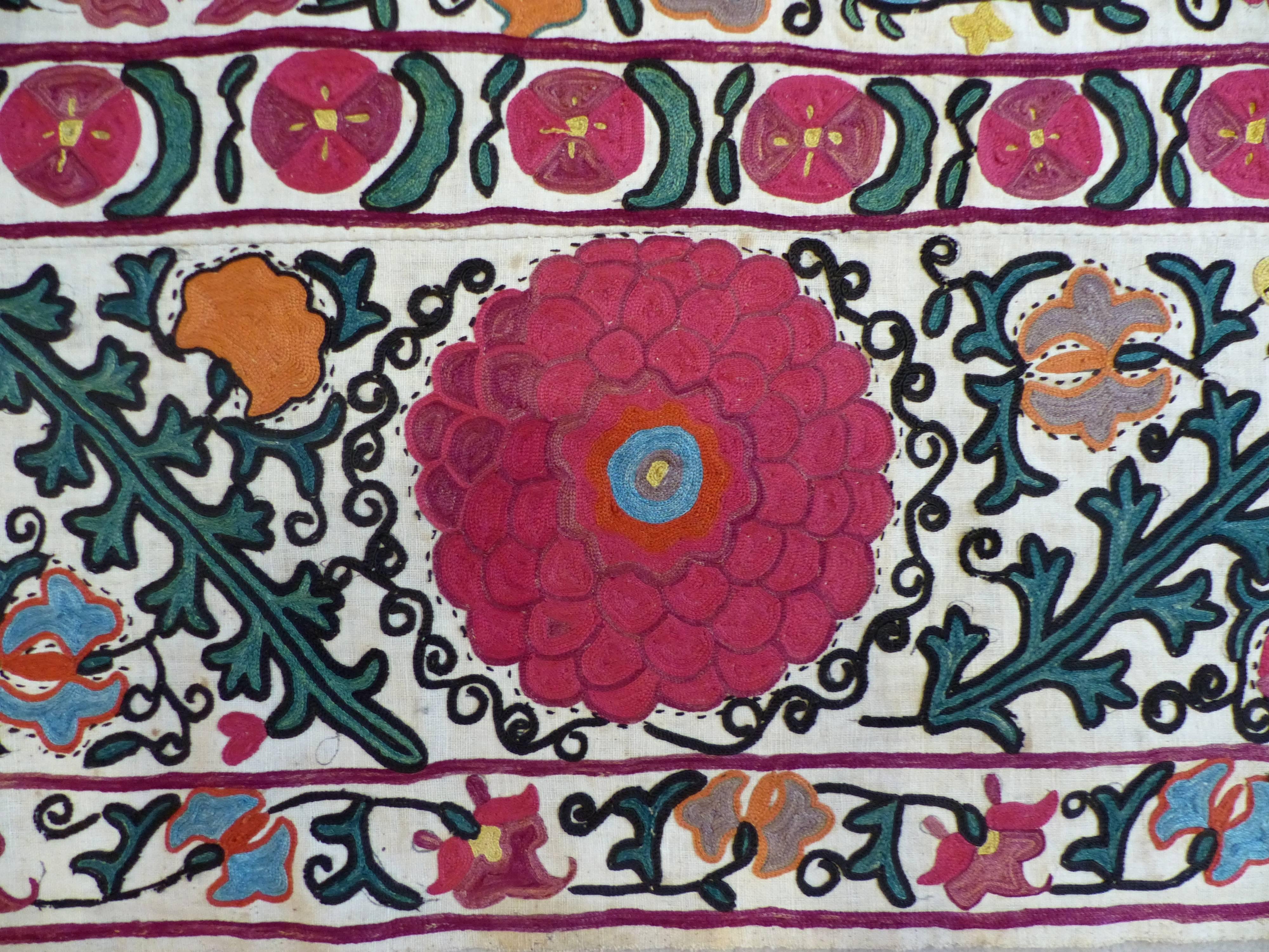 19th Century Suzani Antique Embroidery from Central Asia