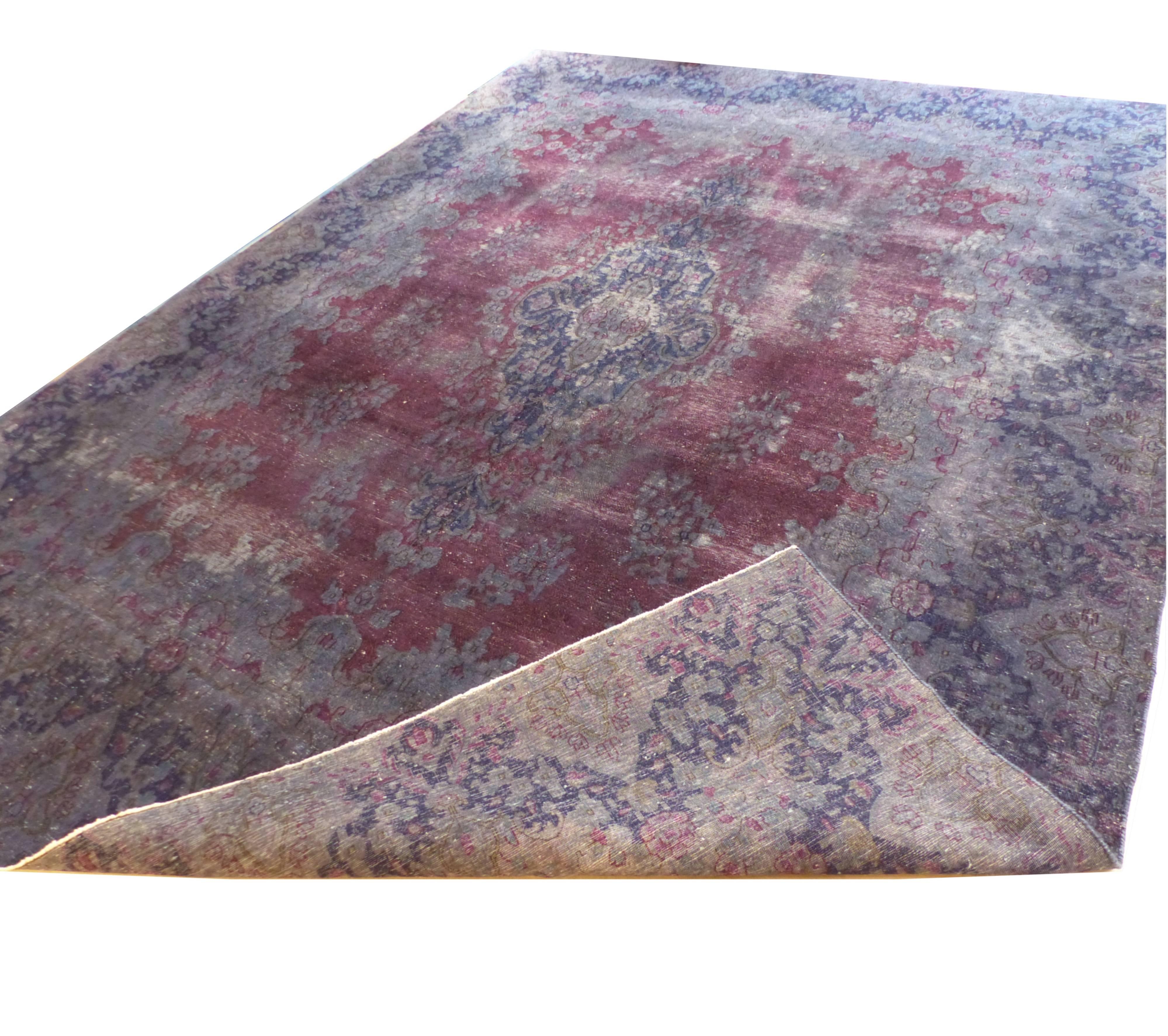 20th Century Oversized Redyed Grey-Blue Persian Rug from the 1970s