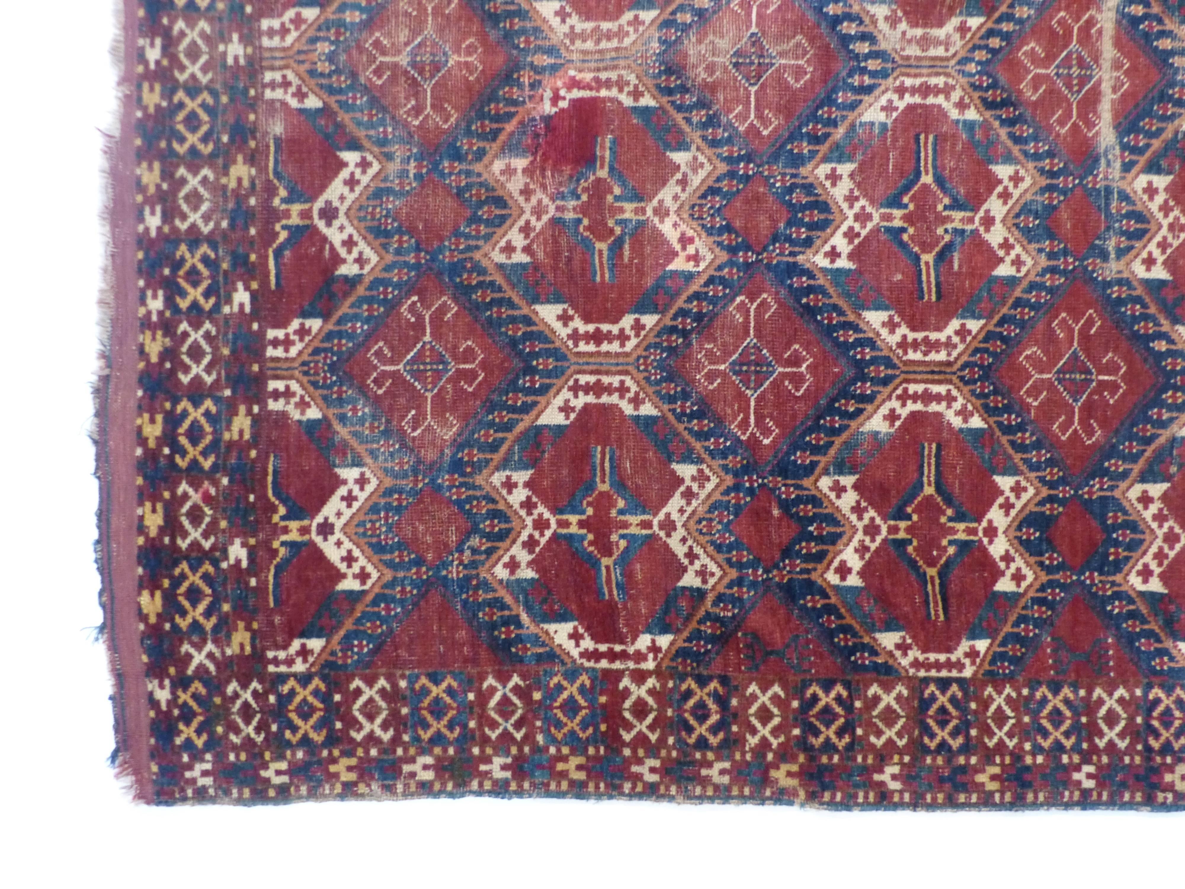 Hand-Knotted Large Antique Central Asian Rug Tribe Beshir For Sale