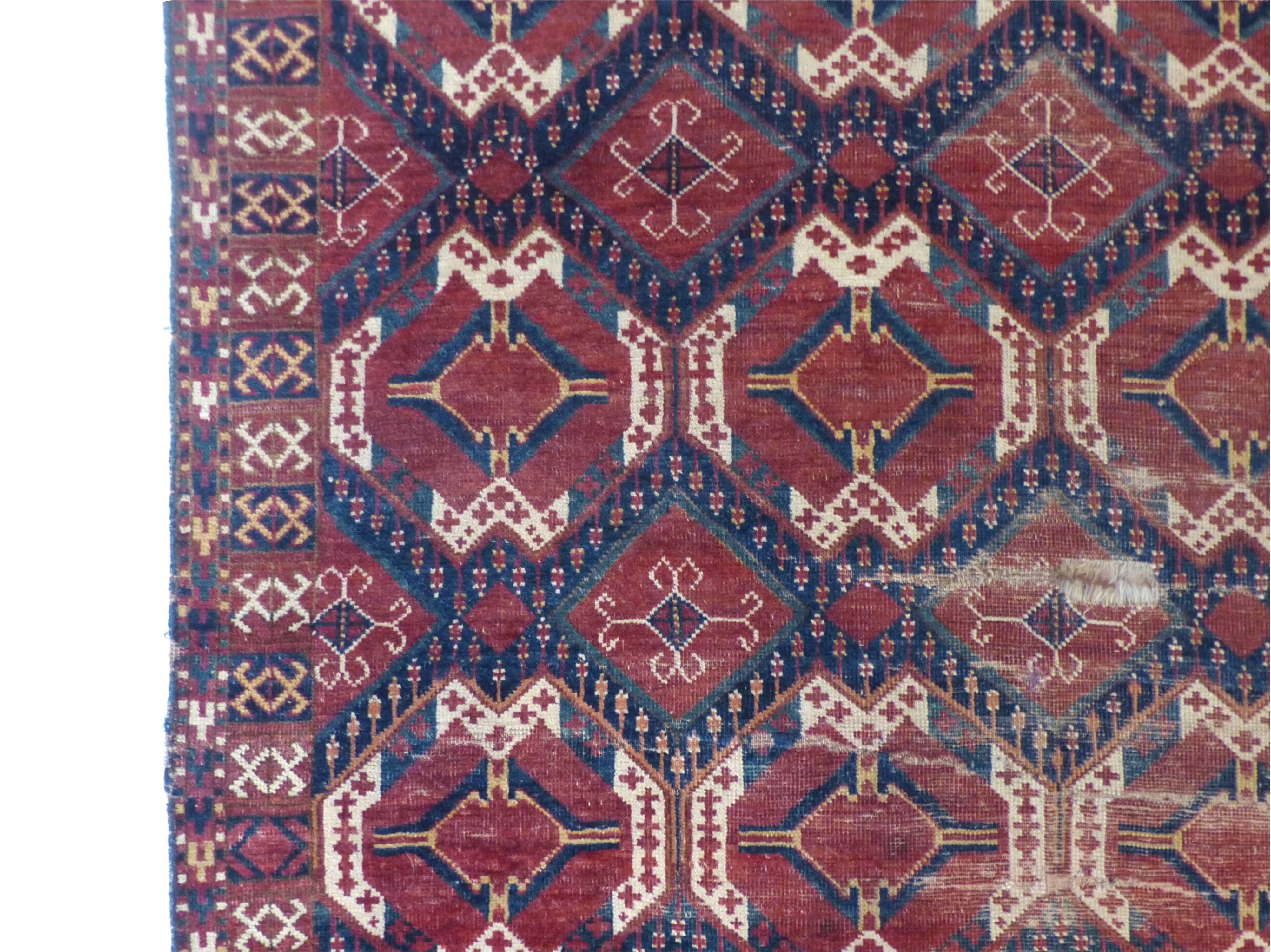 Mid-19th Century Large Antique Central Asian Rug Tribe Beshir For Sale
