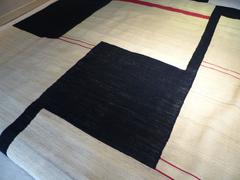 Large Black and White Modern Design Handwoven Kelim Mondrian Style