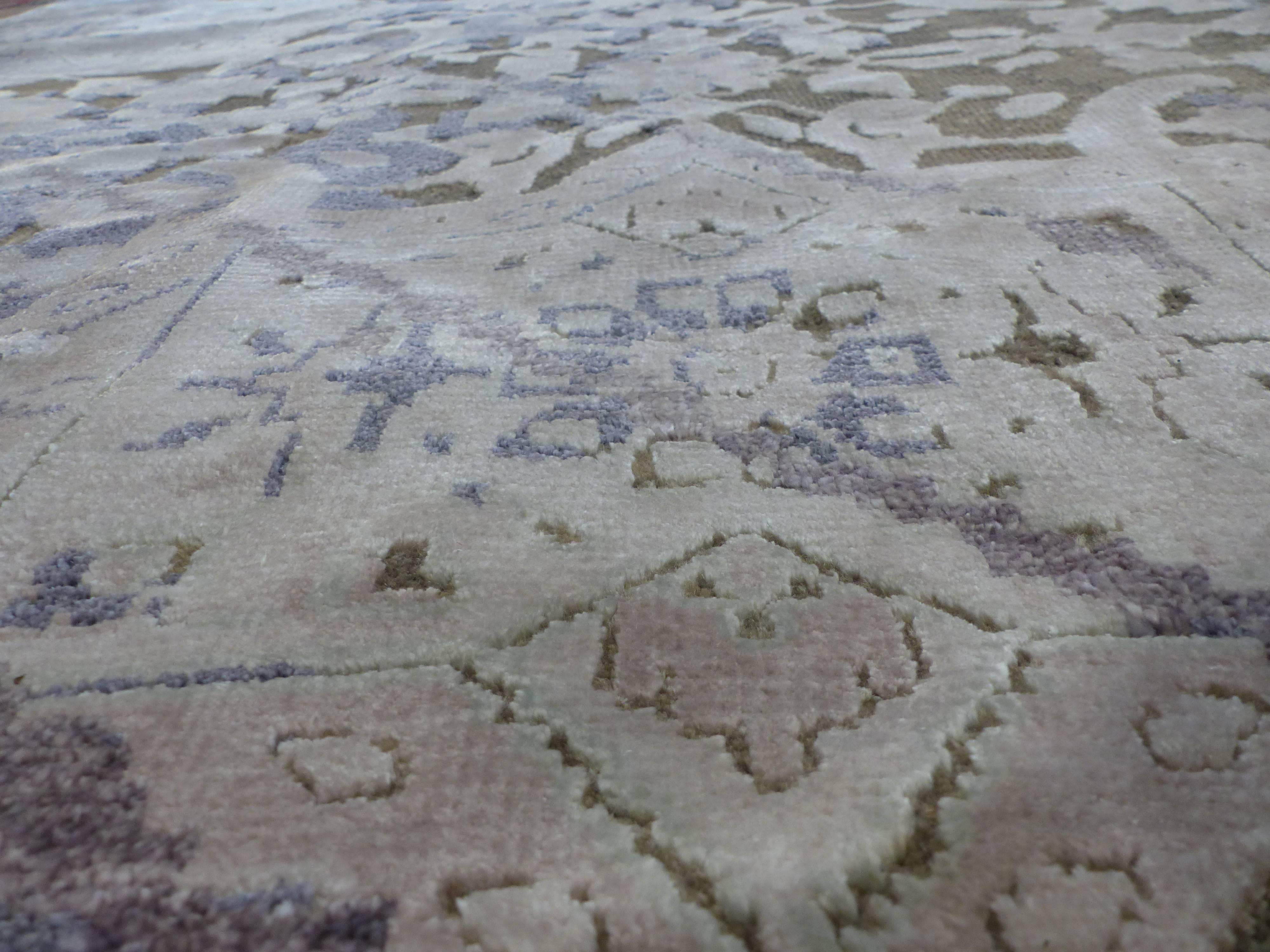 Amazing Soft Hand-Knotted Design Carpet In Excellent Condition For Sale In Lyon, FR