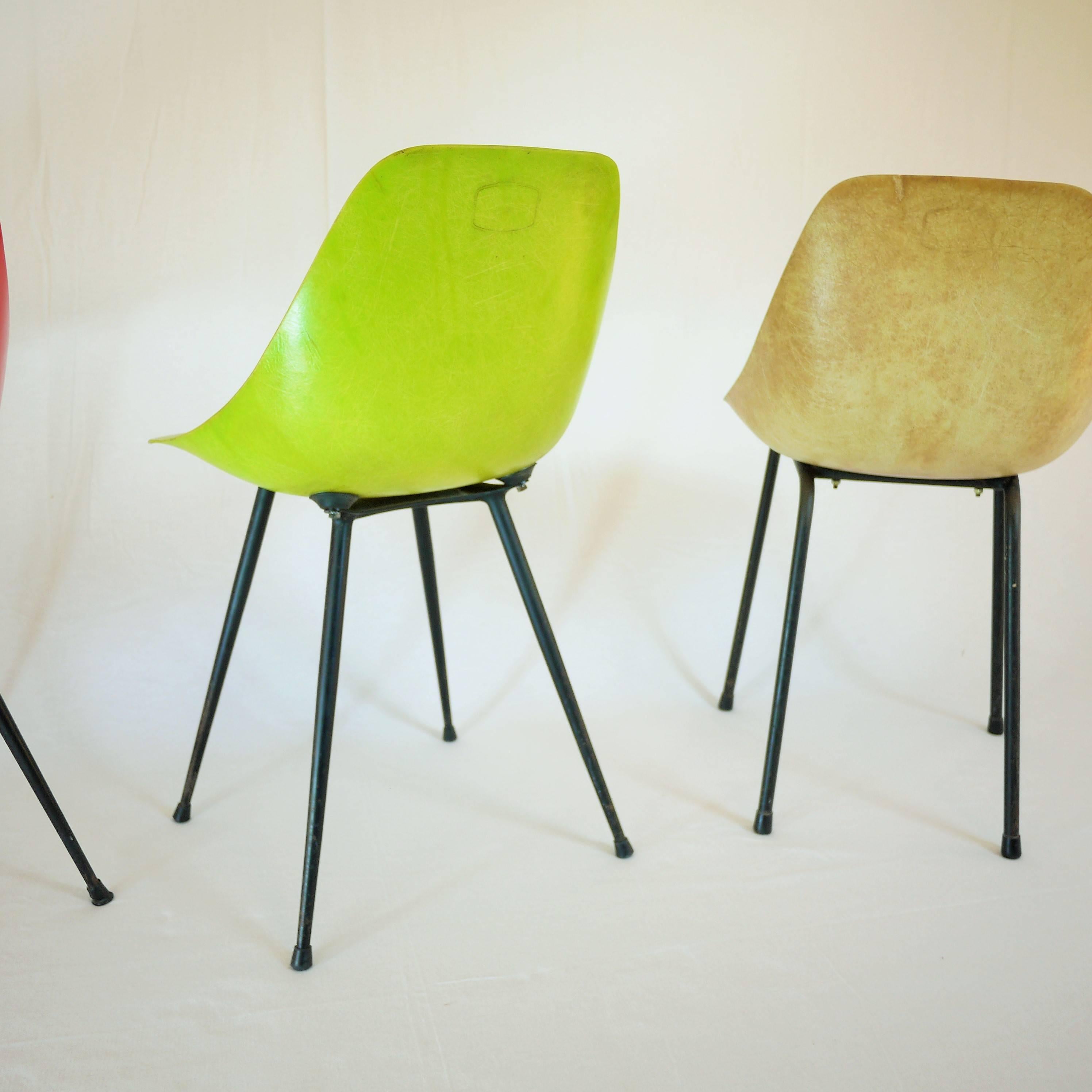Set of Coccinelle Chairs by René-Jean Caillette, 1957 For Sale 1