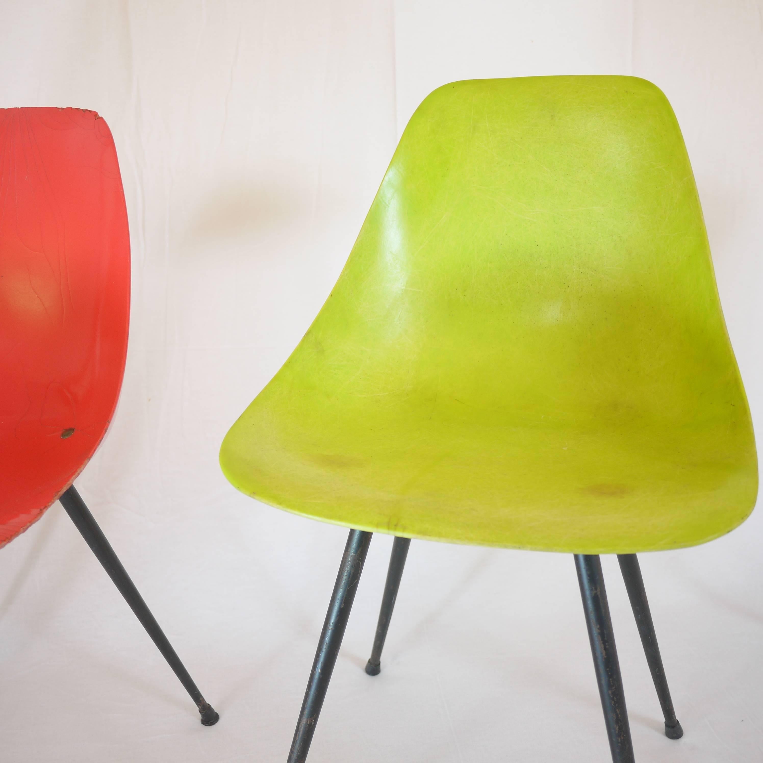 French Set of Coccinelle Chairs by René-Jean Caillette, 1957 For Sale