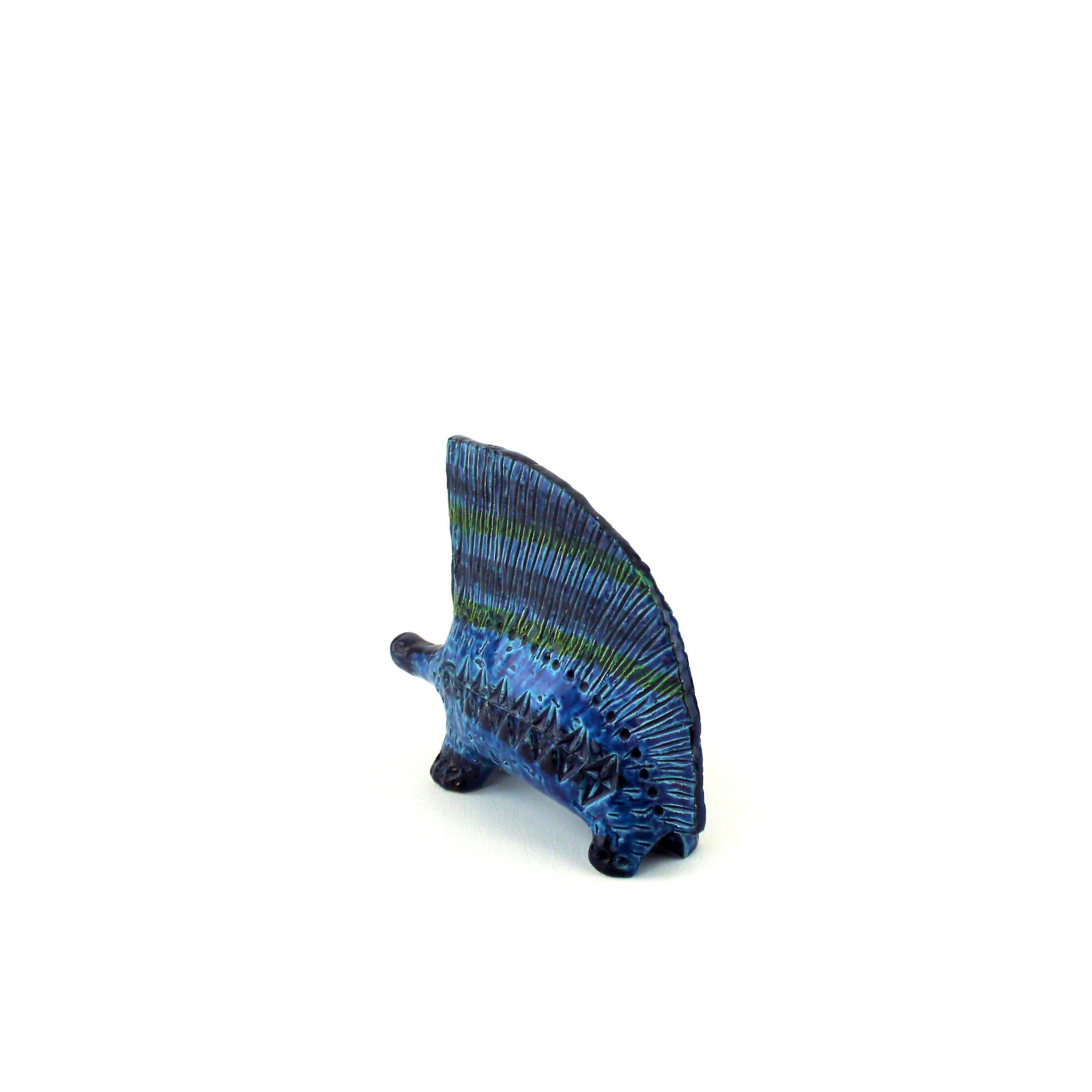 Blue ceramic porcupine by Aldo Londi for Bitossi 