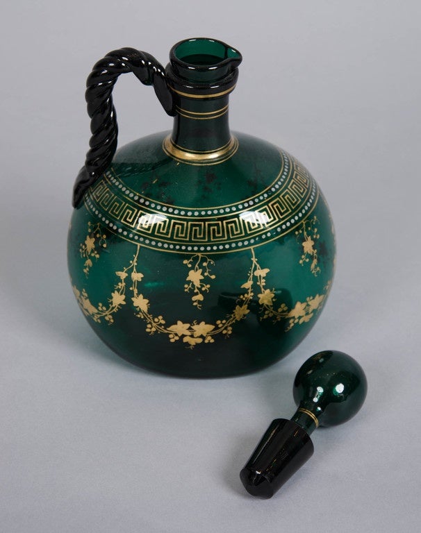 19th Century Gilded, Glass Decanter For Sale