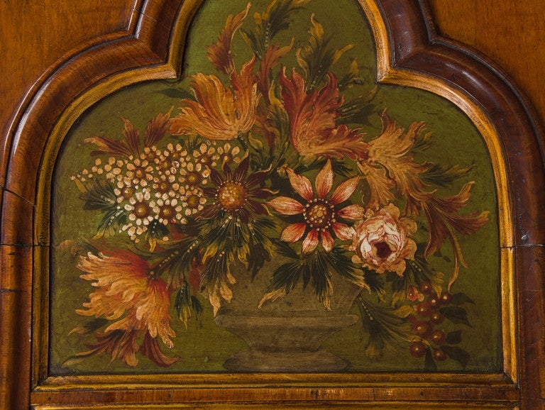 A late 19th century wall mirror (Trumeau) with hand-painted summer flowers.