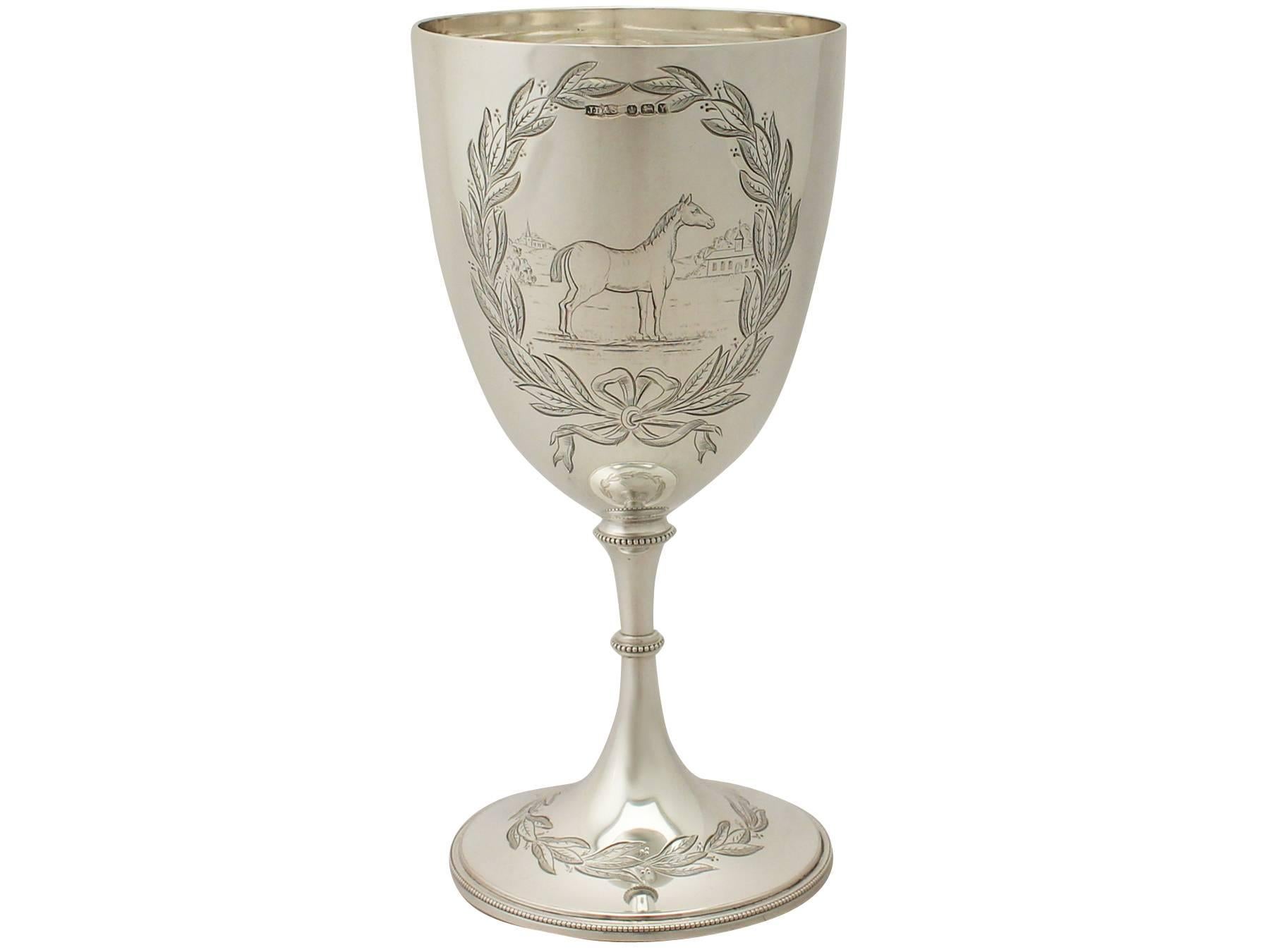 1890s Antique Victorian Sterling Silver Wine Goblet In Excellent Condition In Jesmond, Newcastle Upon Tyne