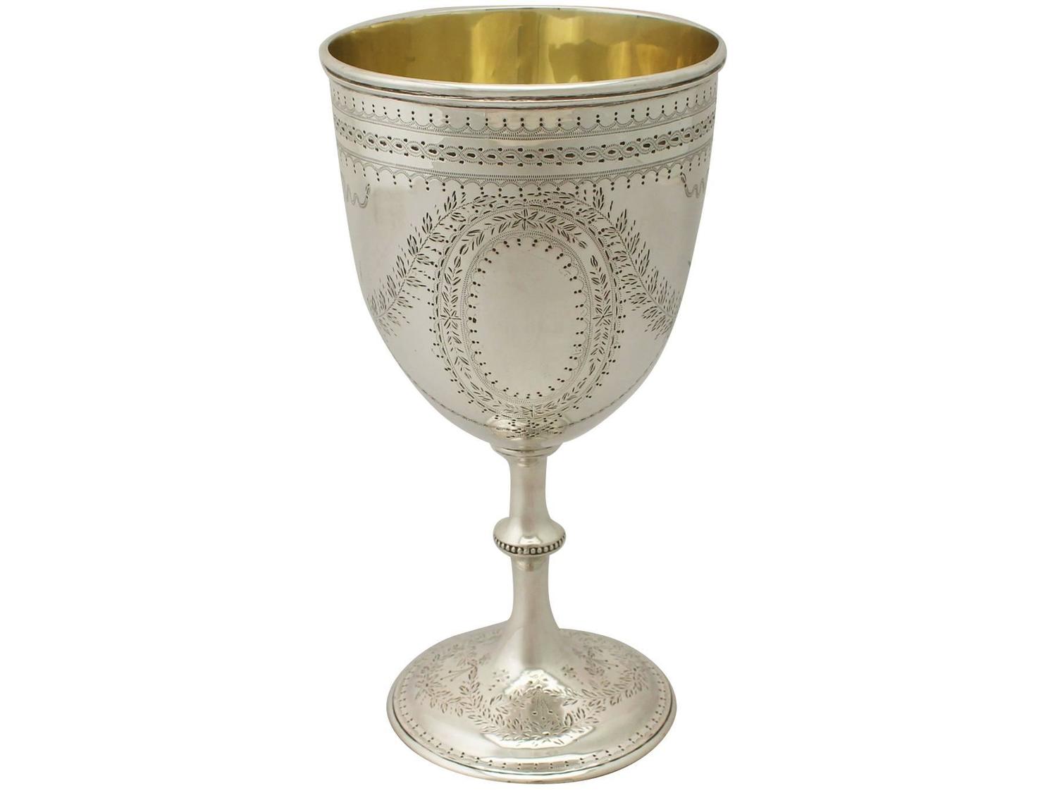 1860s Antique Victorian Sterling Silver Goblet For Sale at 1stdibs
