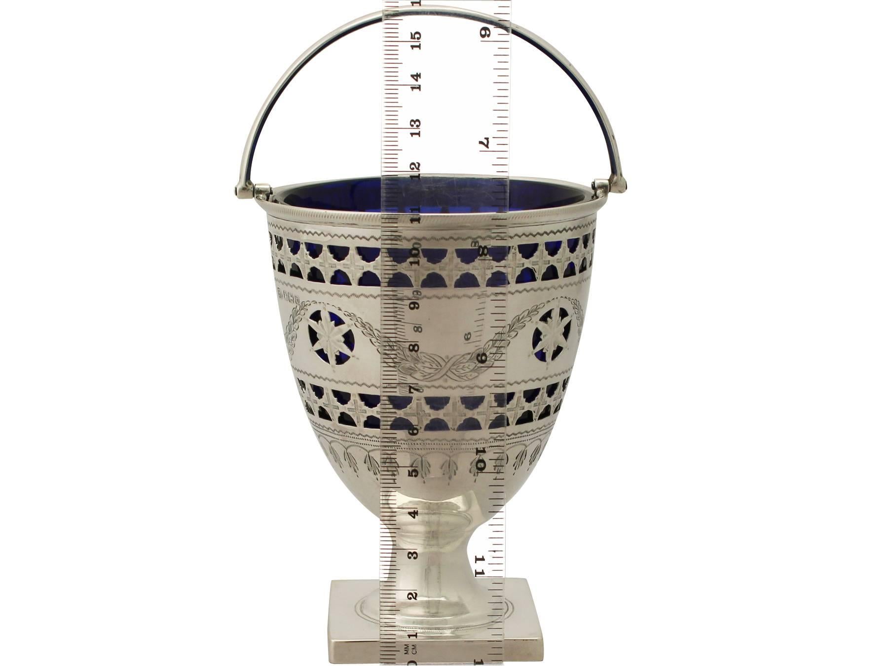 English Antique George V George III Style Sterling Silver Sugar Basket