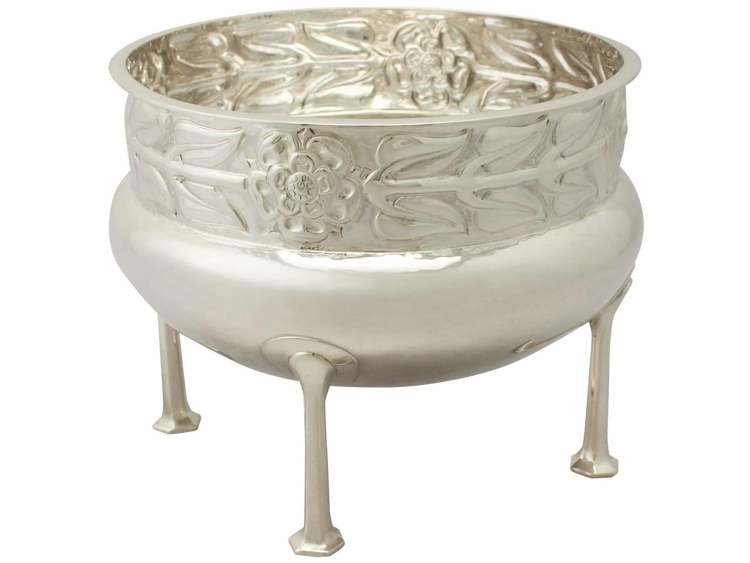 Antique George V Arts and Crafts Style Sterling Silver Jardinière/Bowl