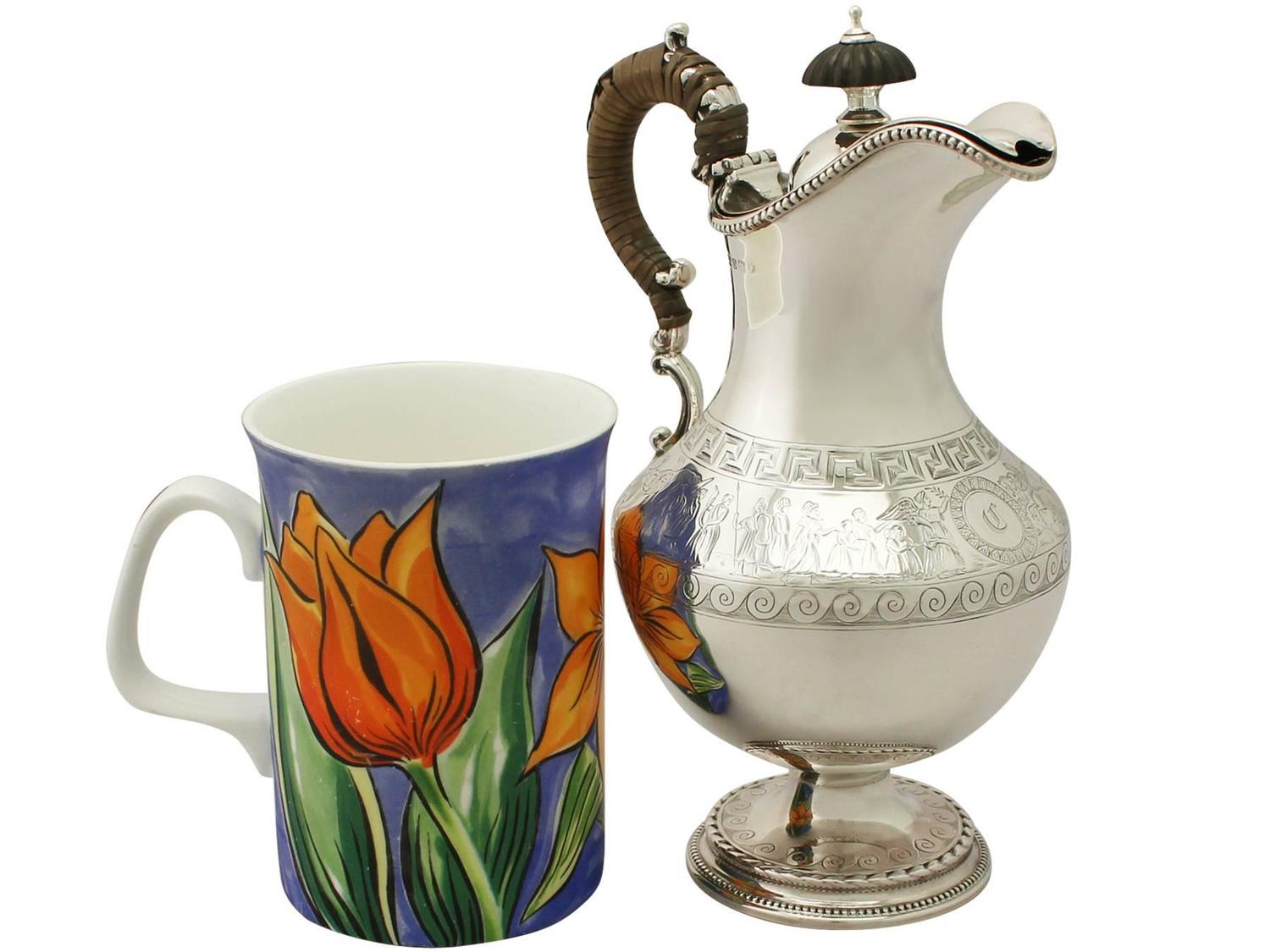Sterling Silver Hot Water Jug, Antique Victorian For Sale at 1stdibs