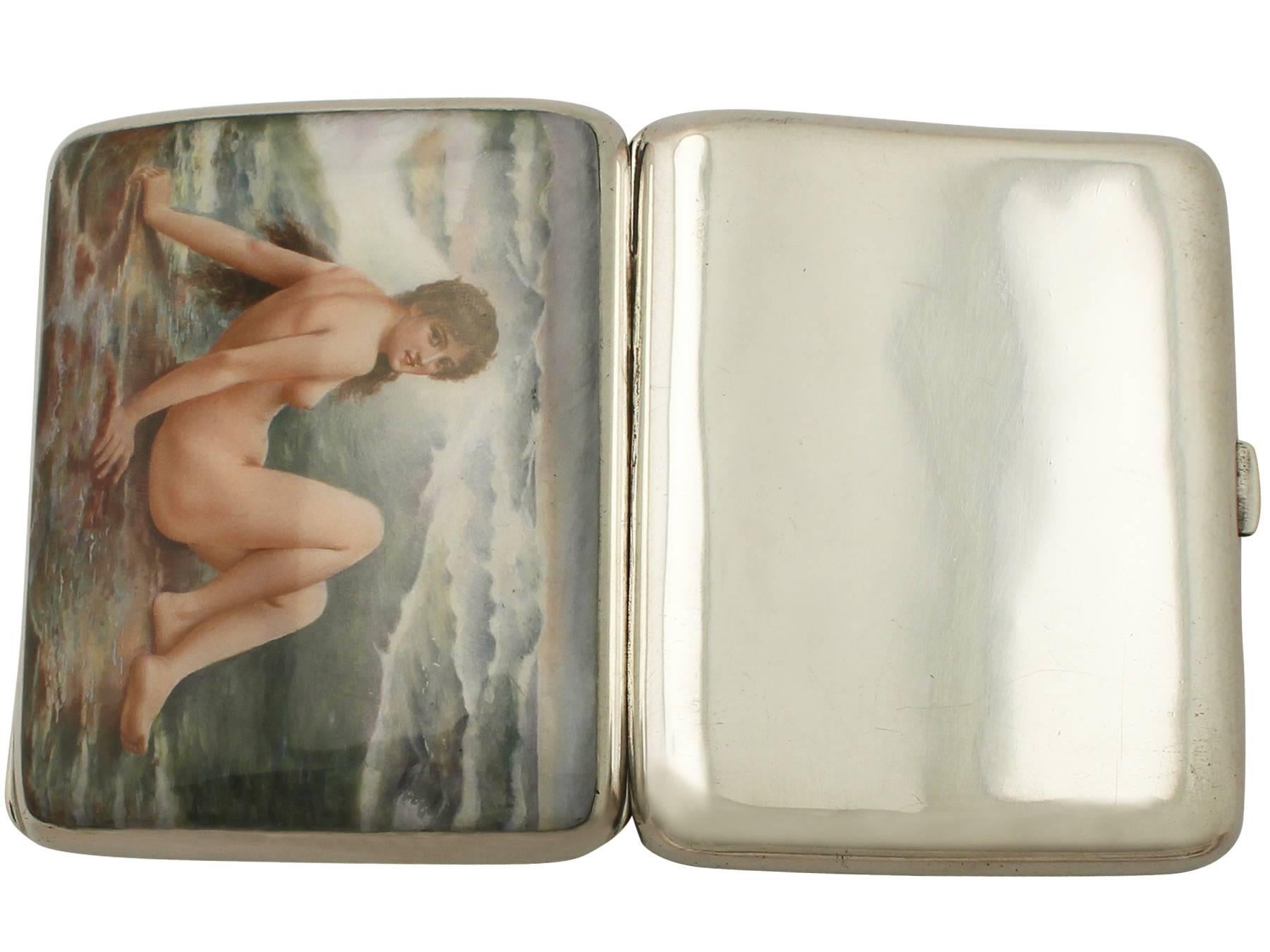 Sterling Silver and Enamel Cigarette Case - Antique Edwardian In Excellent Condition In Jesmond, Newcastle Upon Tyne