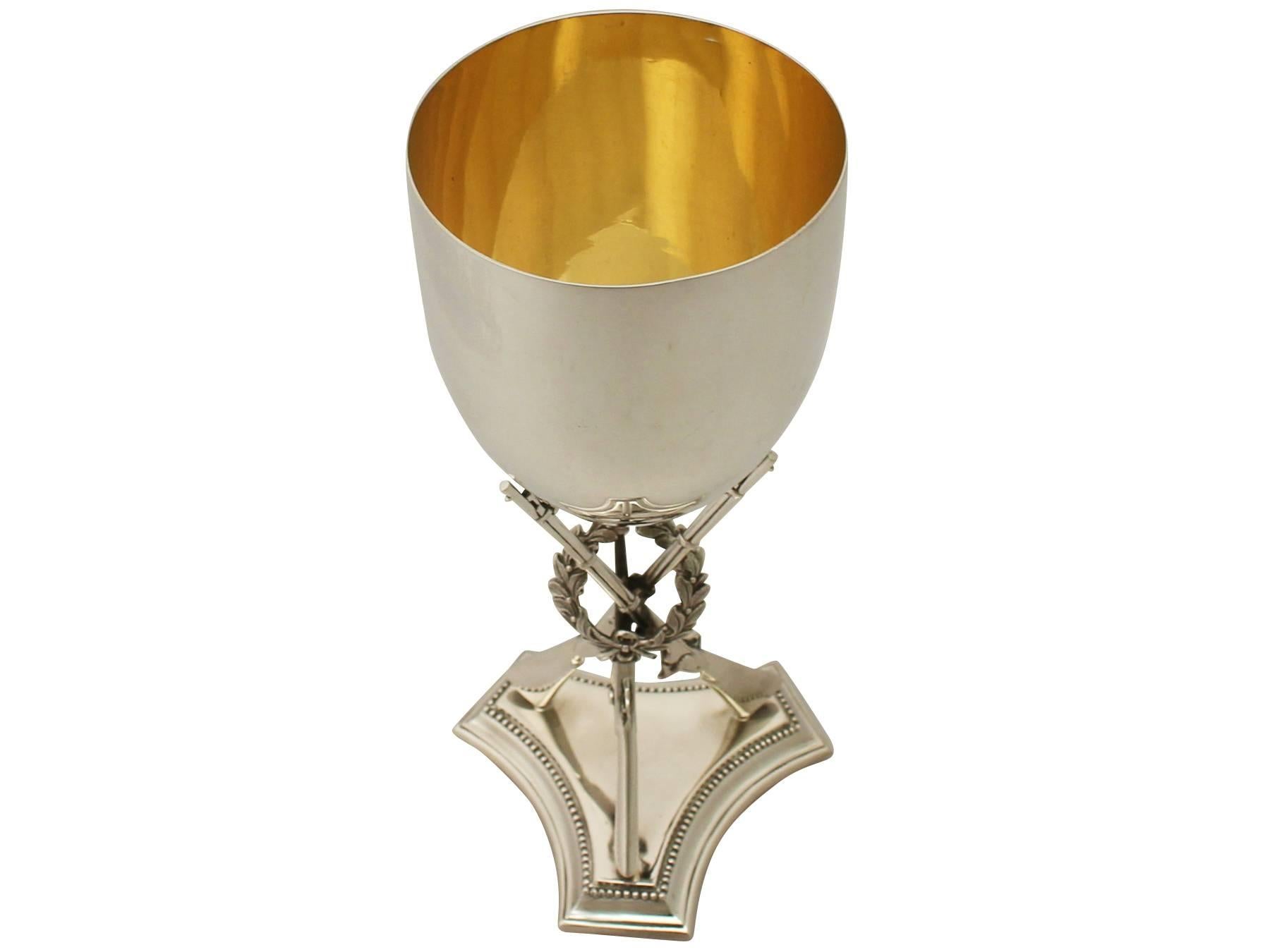 Antique Victorian Sterling Silver 'Rifle' Presentation Cup/Goblet In Excellent Condition In Jesmond, Newcastle Upon Tyne