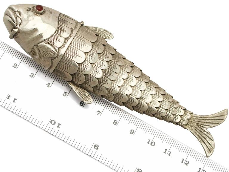 Antique German Silver 'Fish' Spice Box at 1stDibs