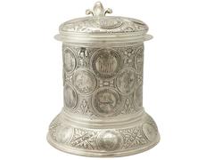 Antique German Silver Quart and a Half Coin Tankard