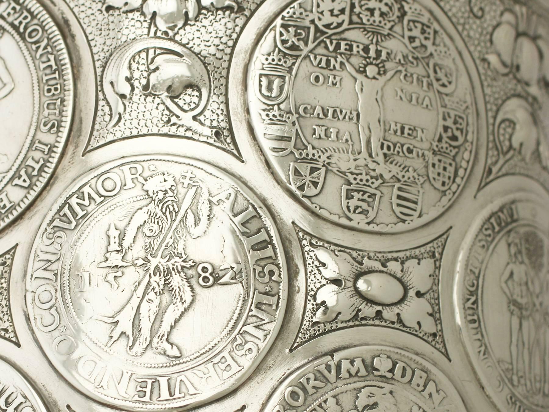 Antique German Silver Quart and a Half Coin Tankard 2