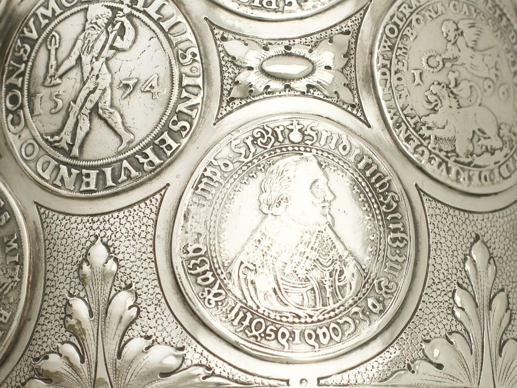 Antique German Silver Quart and a Half Coin Tankard 1