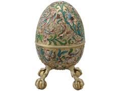 1910s Antique Russian Silver Gilt and Polychrome Cloisonné Enamel Eggs
