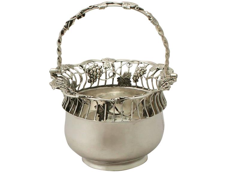 Antique III Sterling Silver Sweetmeat Basket For Sale at 1stdibs