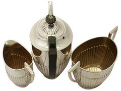 Antique Victorian, Queen Anne Style Sterling Silver Three Piece Tea Service