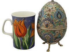 Antique Russian Silver Gilt and Polychrome Cloisonné Enamel Egg