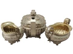 Antique George III, Regency Style Sterling Silver Three-Piece Tea Service