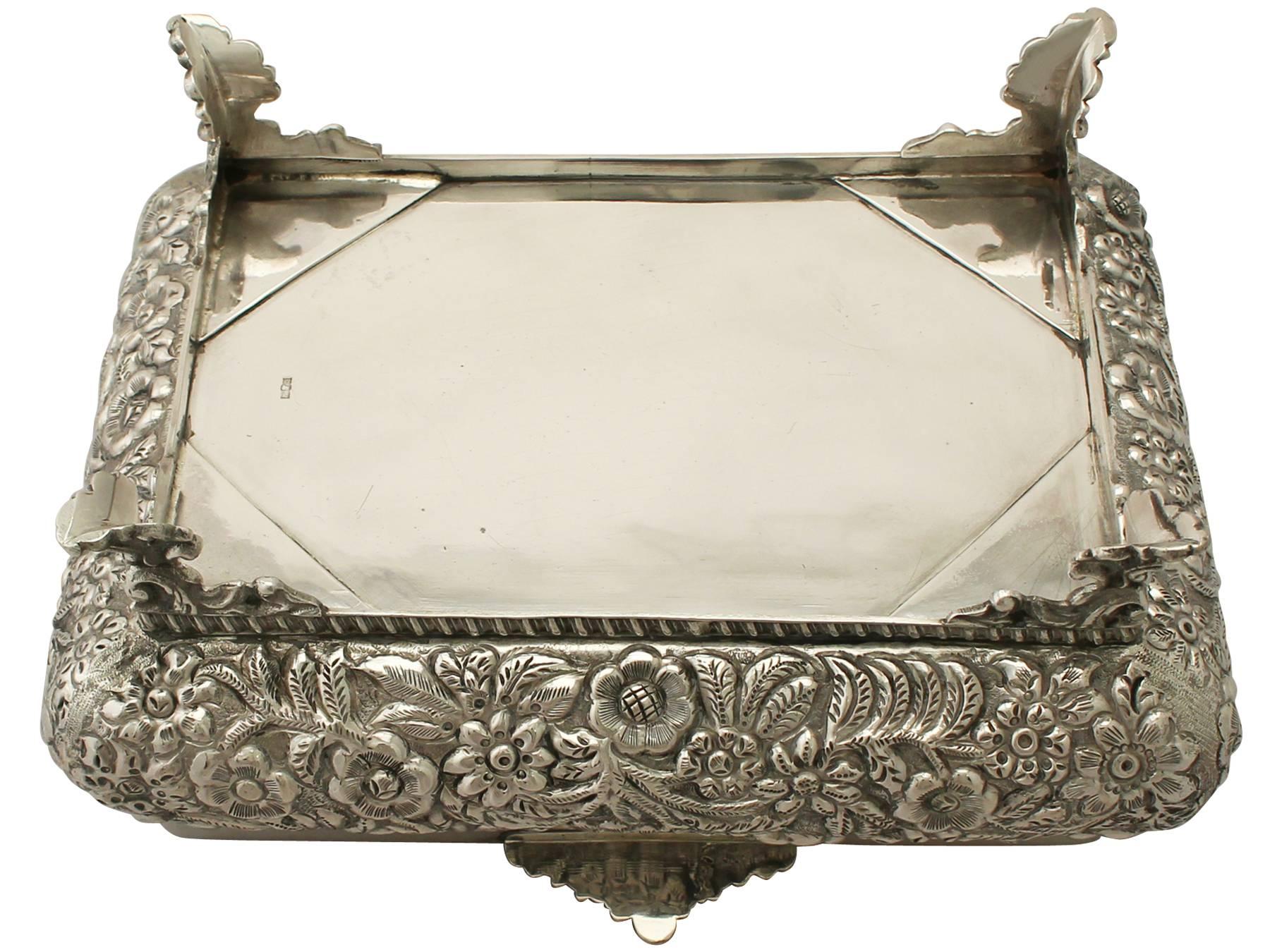 Vintage Egyptian Silver Jewelry Casket, Antique Style 4
