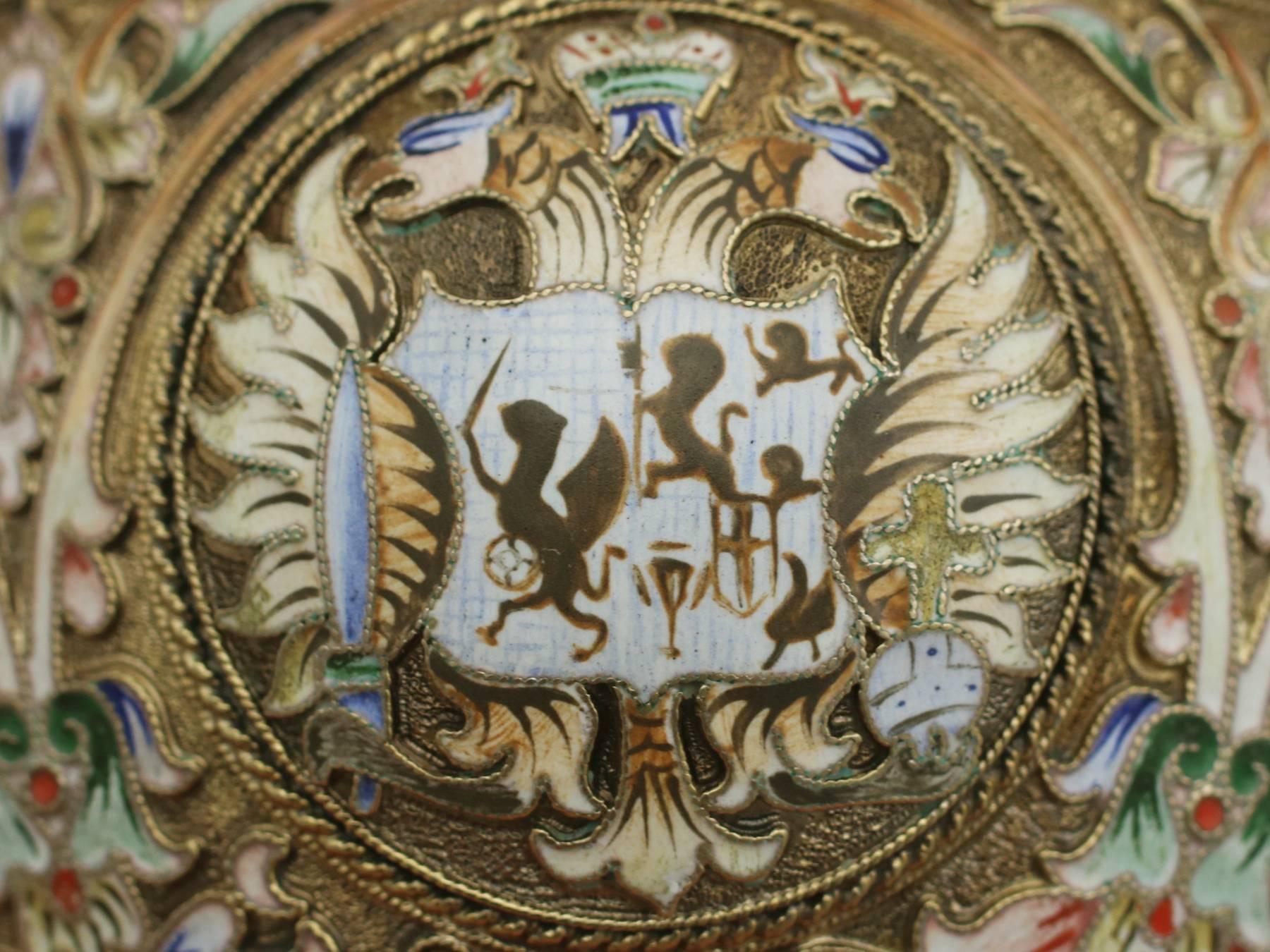 Antique Russian Silver Gilt and Polychrome Cloisonné Enamel Egg 2
