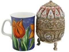 Antique Russian Silver Gilt and Polychrome Cloisonné Enamel Egg