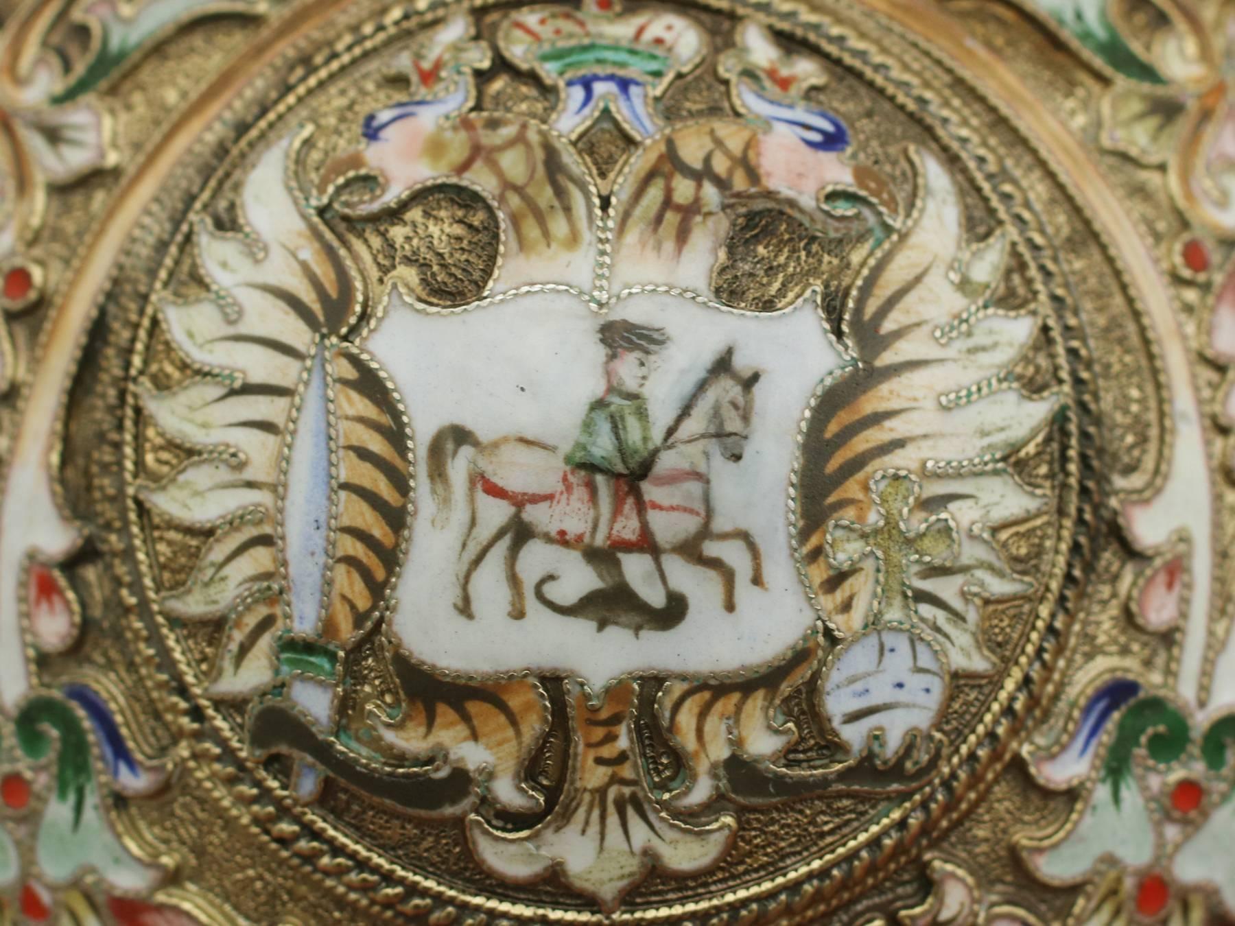 Antique Russian Silver Gilt and Polychrome Cloisonné Enamel Egg 3