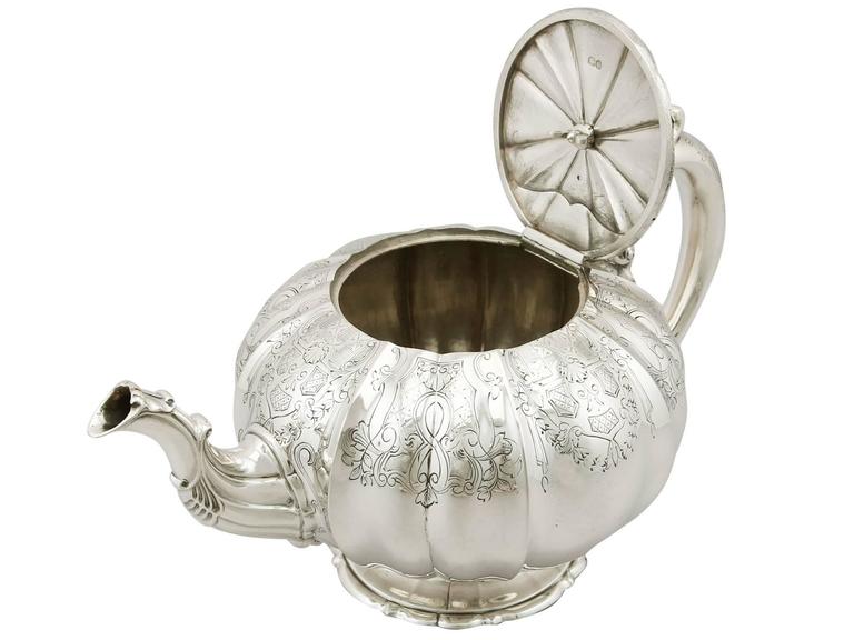 Antique Victorian Sterling Silver Teapot For Sale at 1stdibs