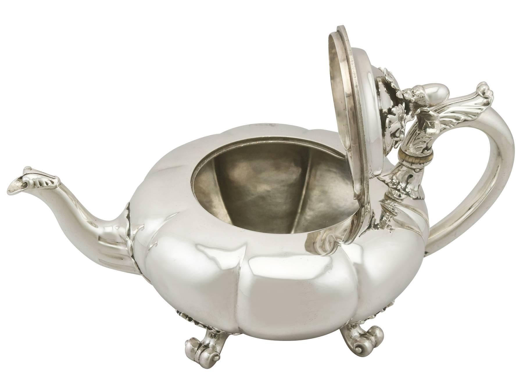 An exceptional, fine and impressive antique William IV English sterling silver teapot made by Paul Storr; an addition to our collectable silver teaware collection

This exceptional antique William IV sterling silver teapot has a plain rounded